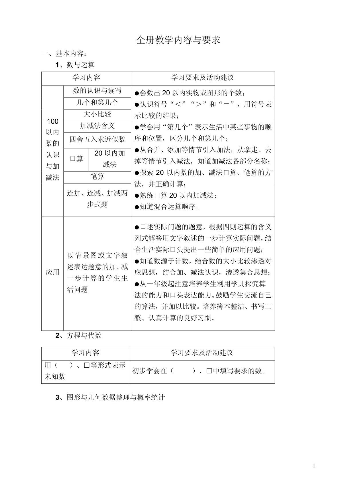 沪教一年级数学教案