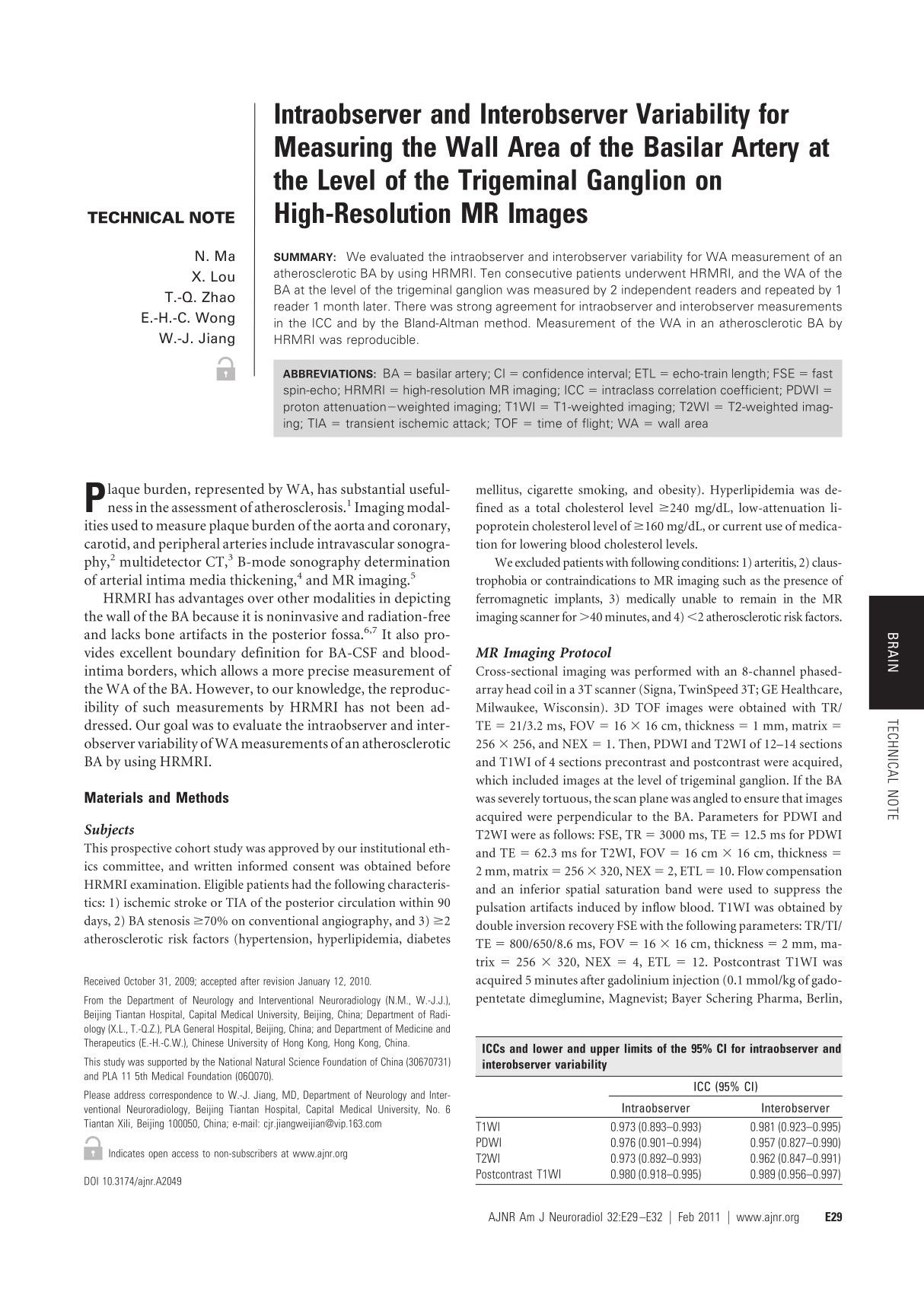 Intraobserver and Interobserver Variability for