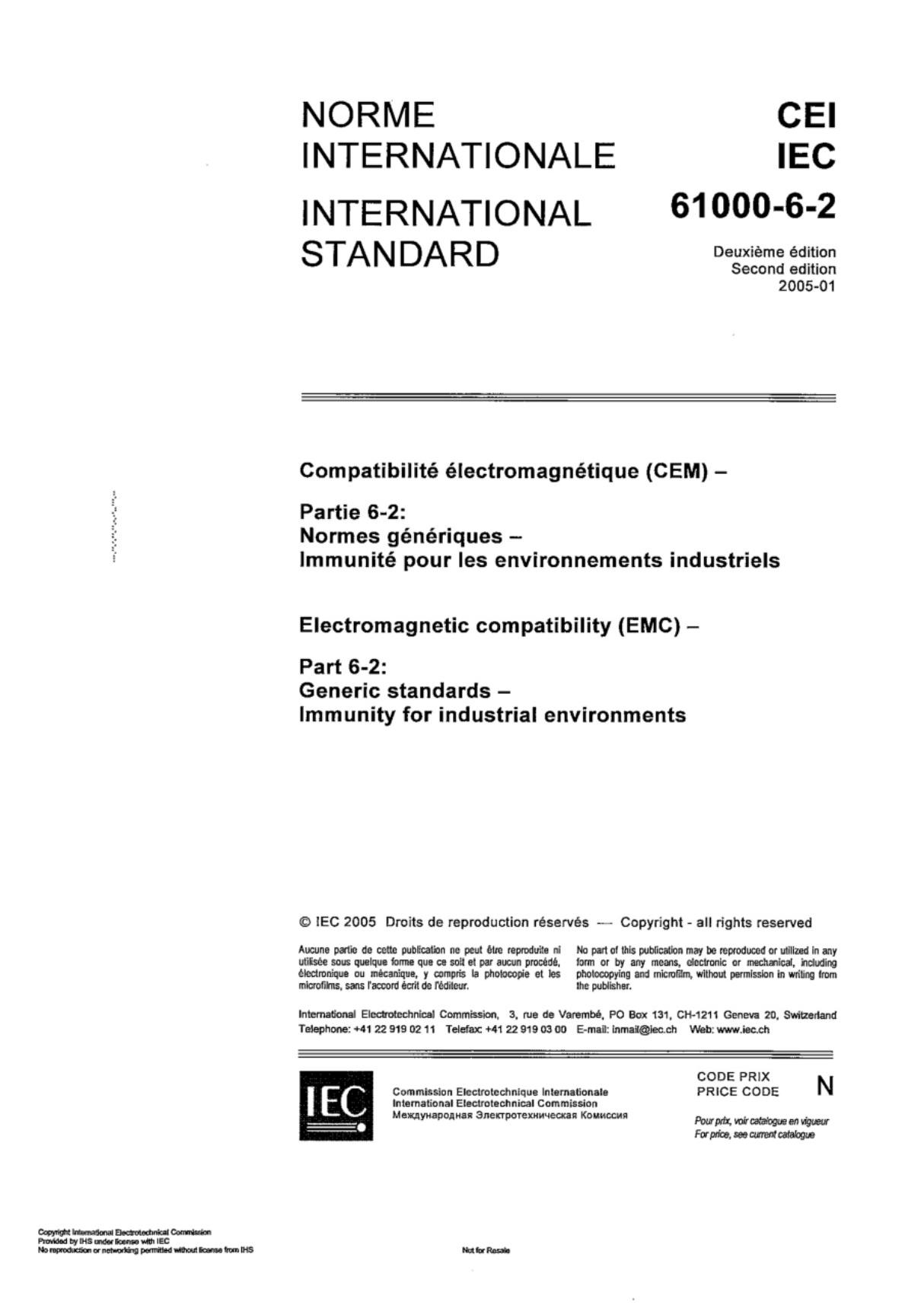 IEC 61000-6-2-2005 en Electromagnetic compatibility (EMC)