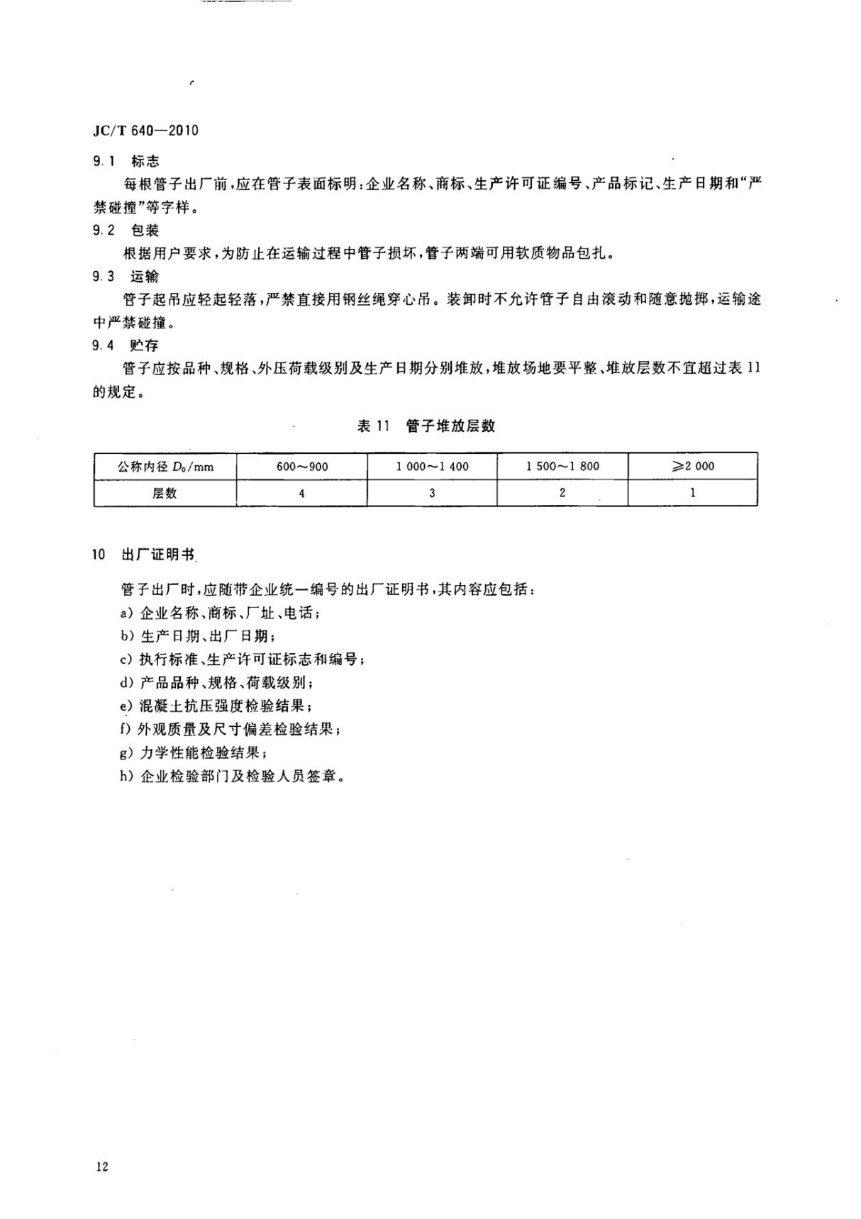 JCT640-2010 顶进施工法用钢筋混凝土排水管全文-混凝土规范国家标准电子版下载 2