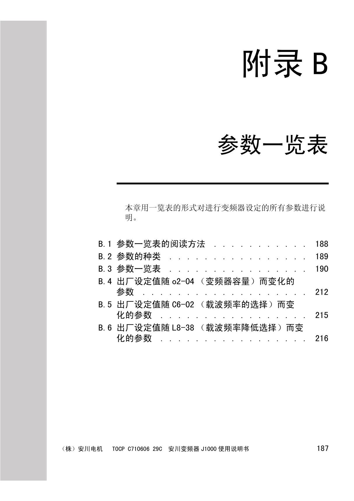 安川变频器J1000使用说明书--参数一览表