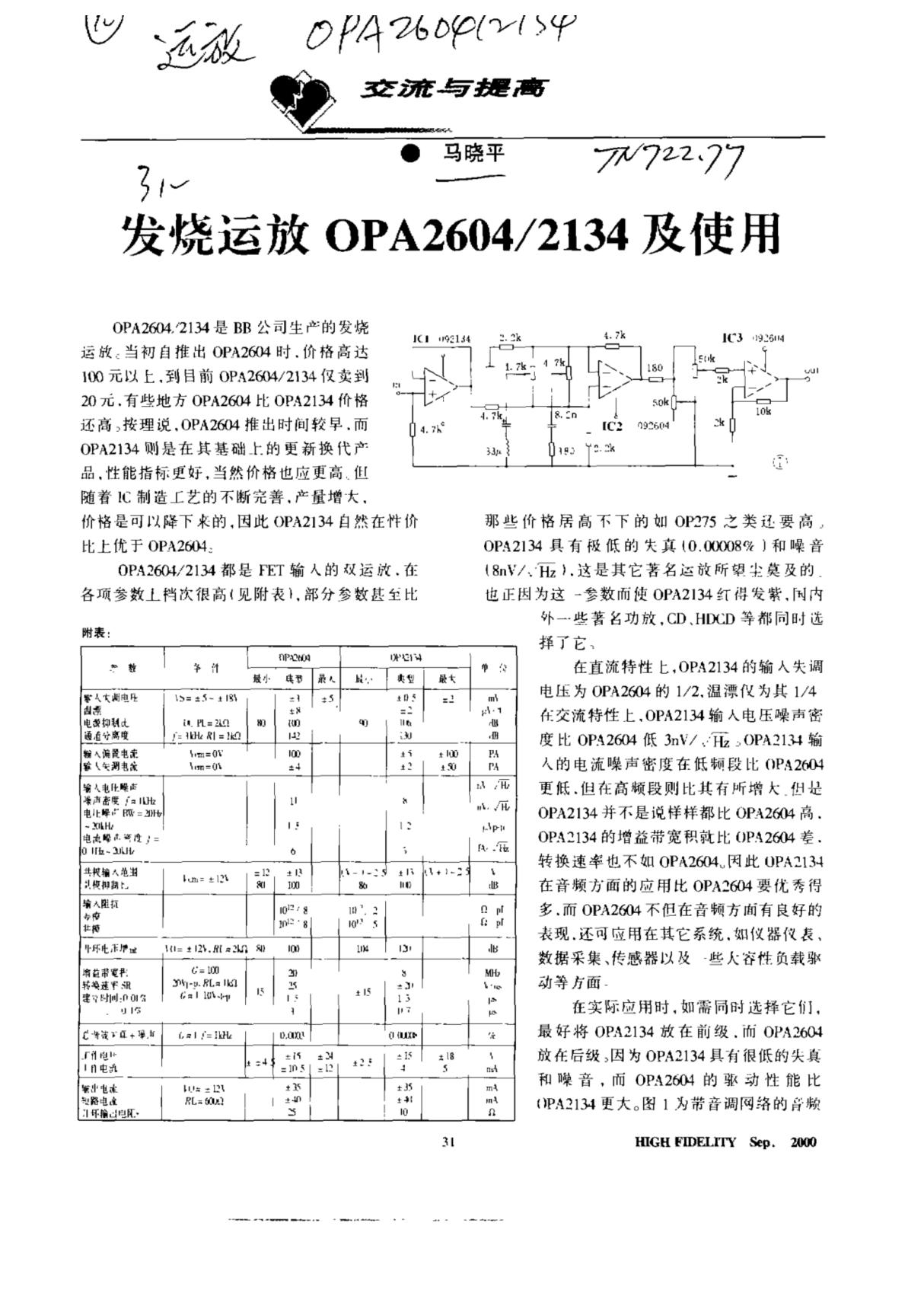 发烧运放OPA2604／2134及使用