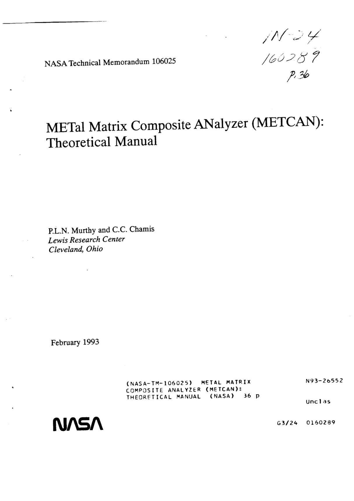 metal matrix composite analyzer (metcan) theoretical manual(1.26mb)