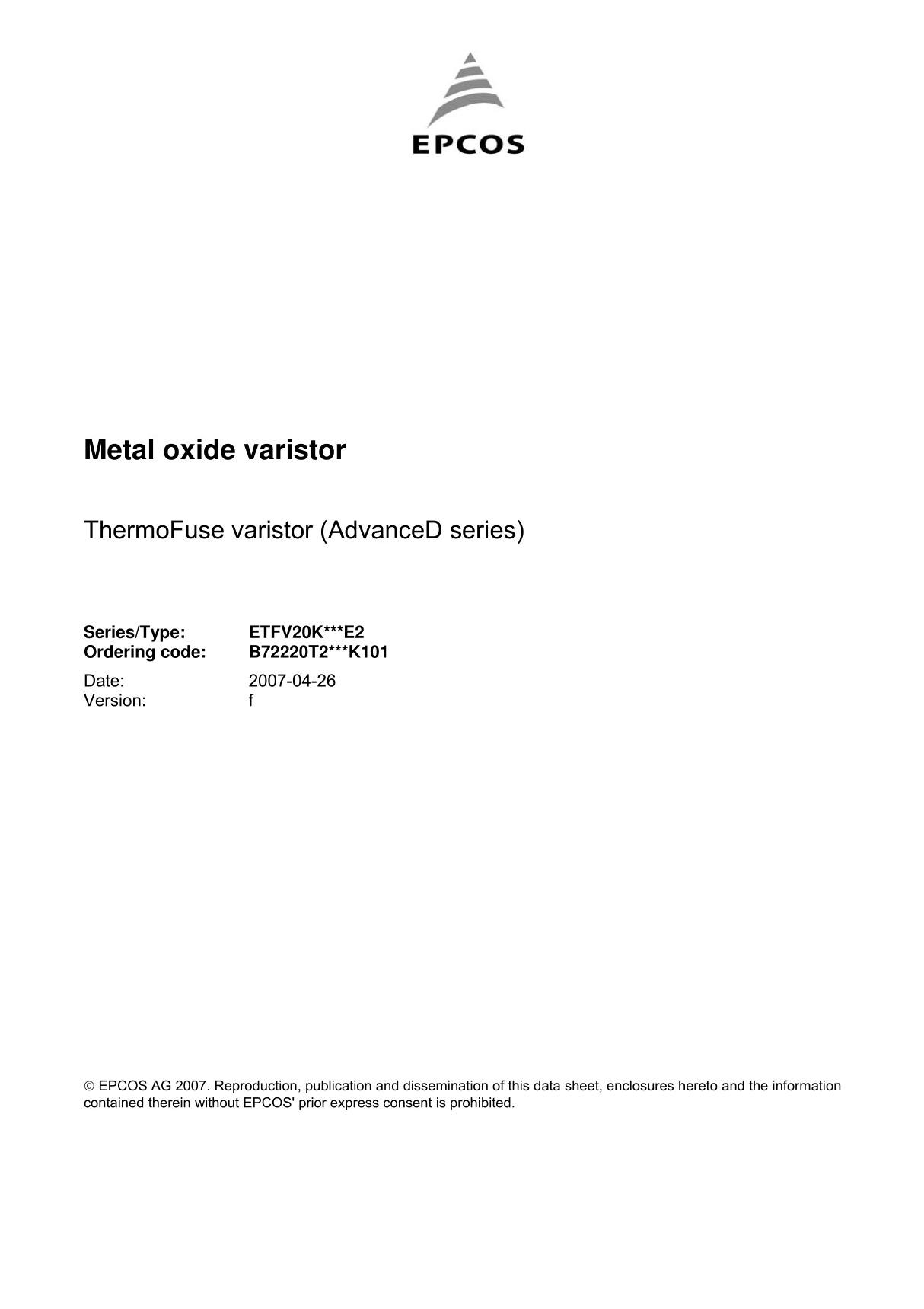 metal oxide varistor