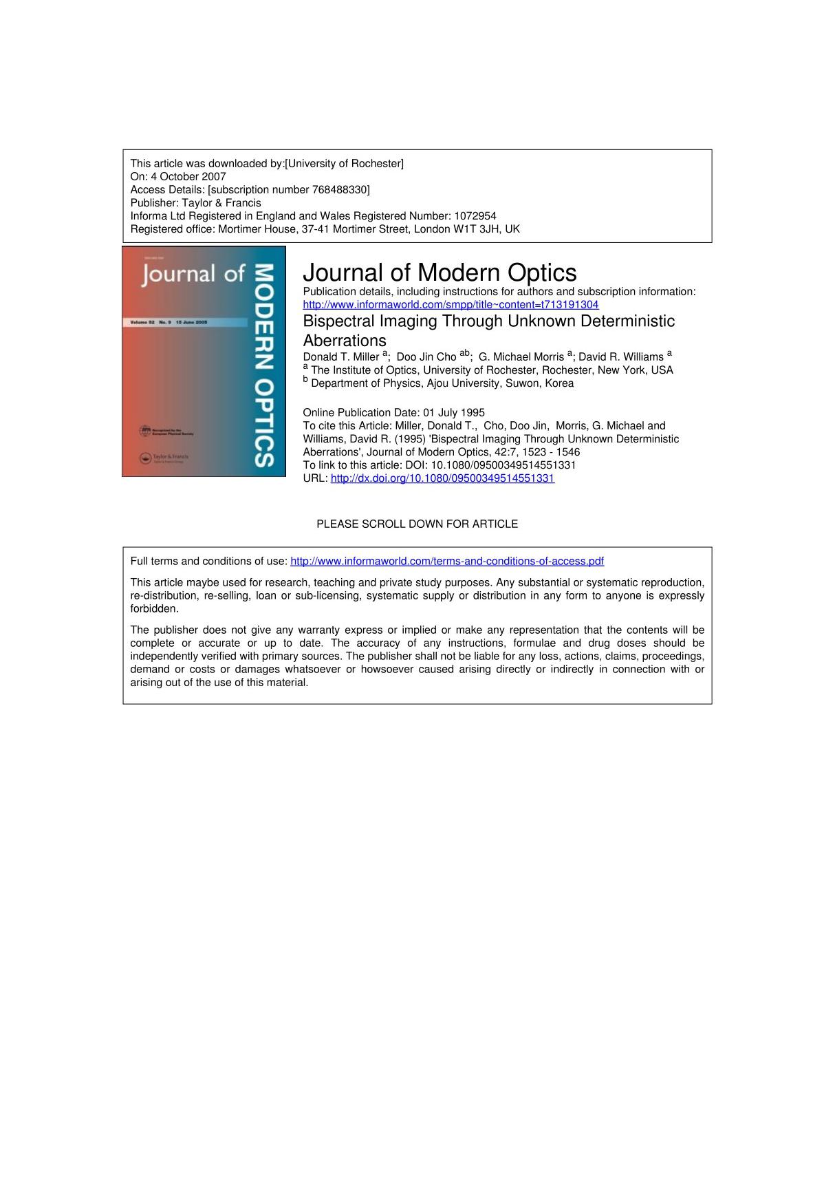 journal of modern optics 现代光学杂志