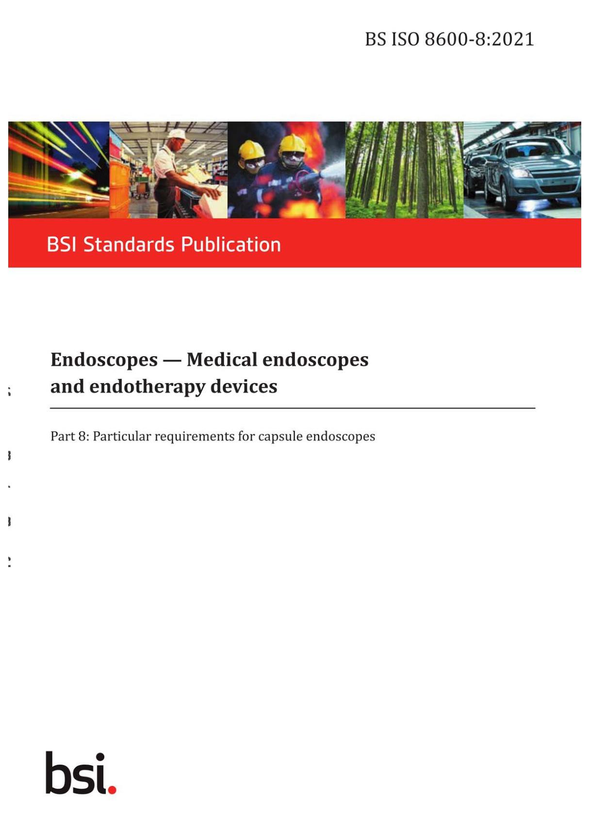 BS ISO 8600-8-2021 Endoscopes. Medical endoscopes and endotherapy devices