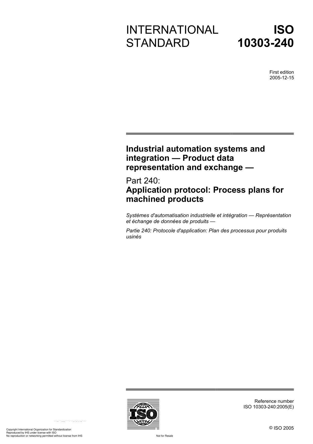 ISO 10303-240 Industrial automation systems and integration  Product data representation and exchange