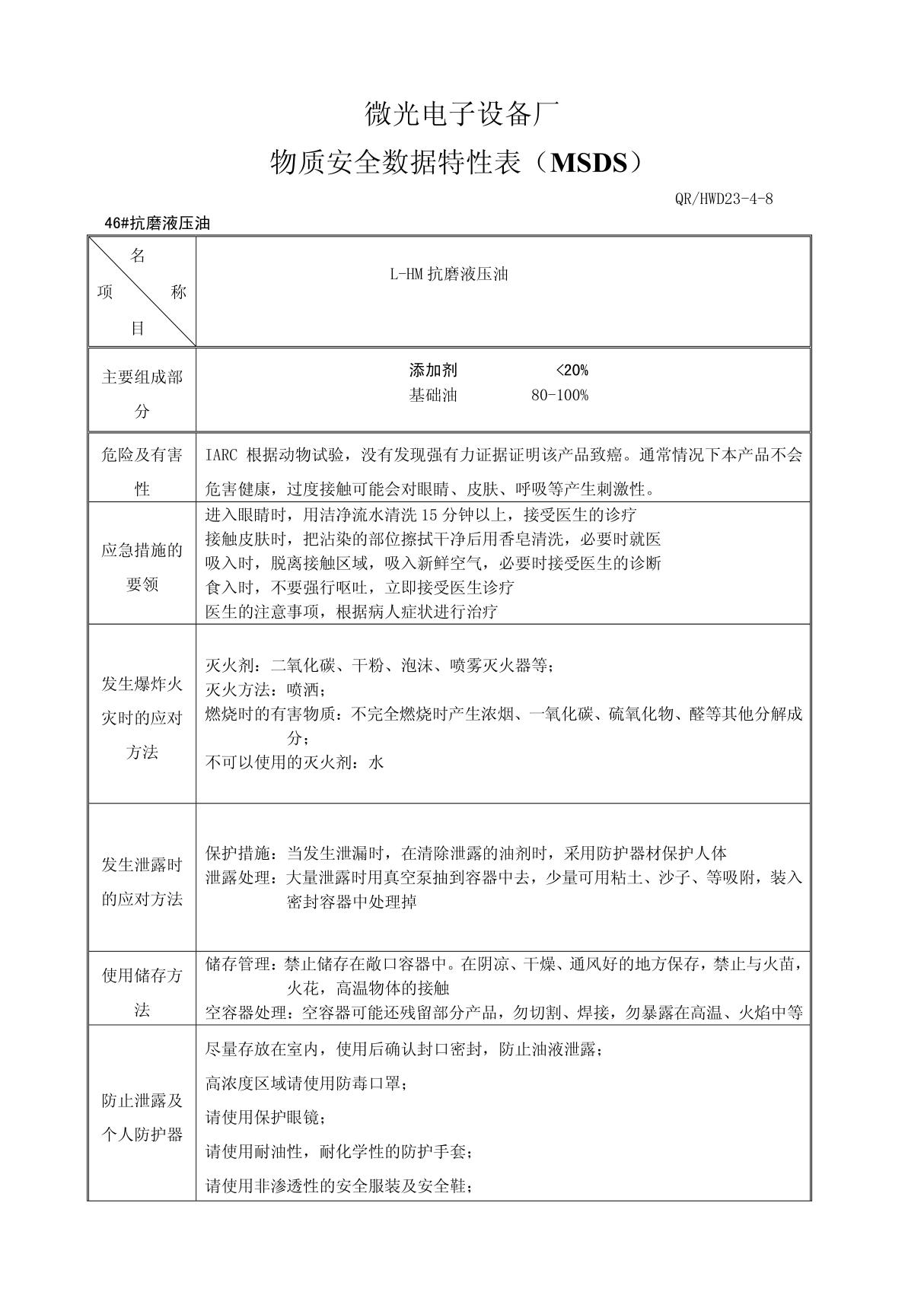 46抗磨液压油