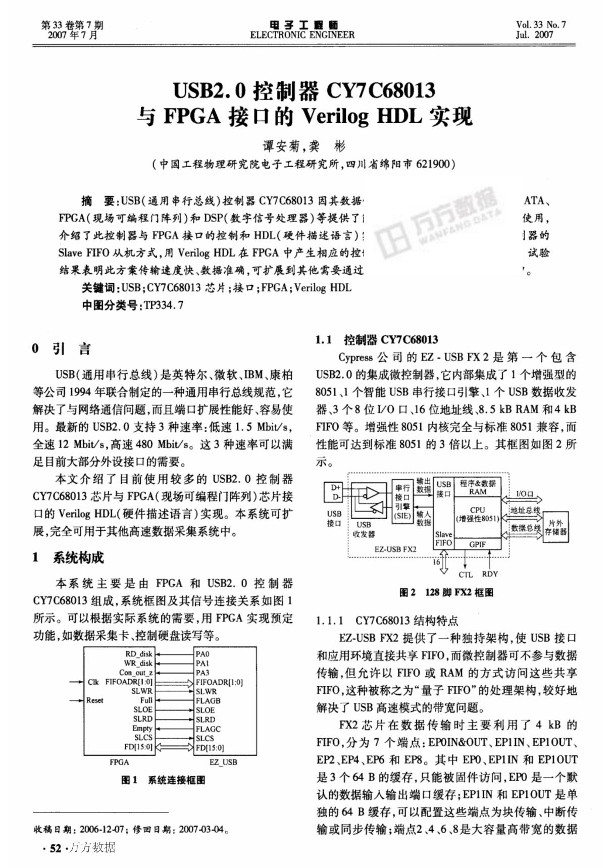 usb20控制器cy7c68013与fpga接口的verilog hdl实现