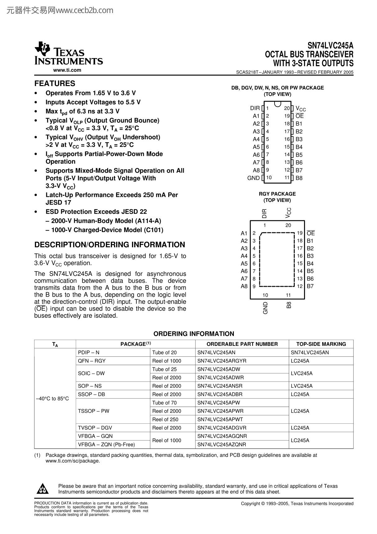 SN74LVC245ADWR中文资料