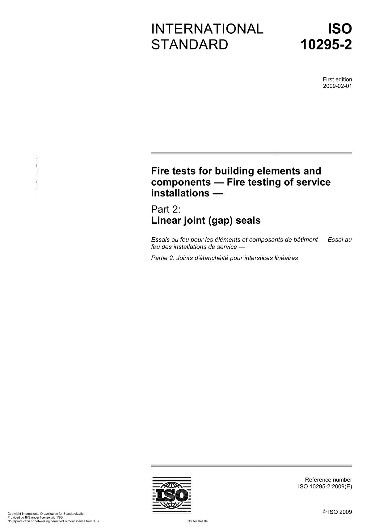 ISO 10295-2 Fire tests for building elements and components  Fire testing of service installation