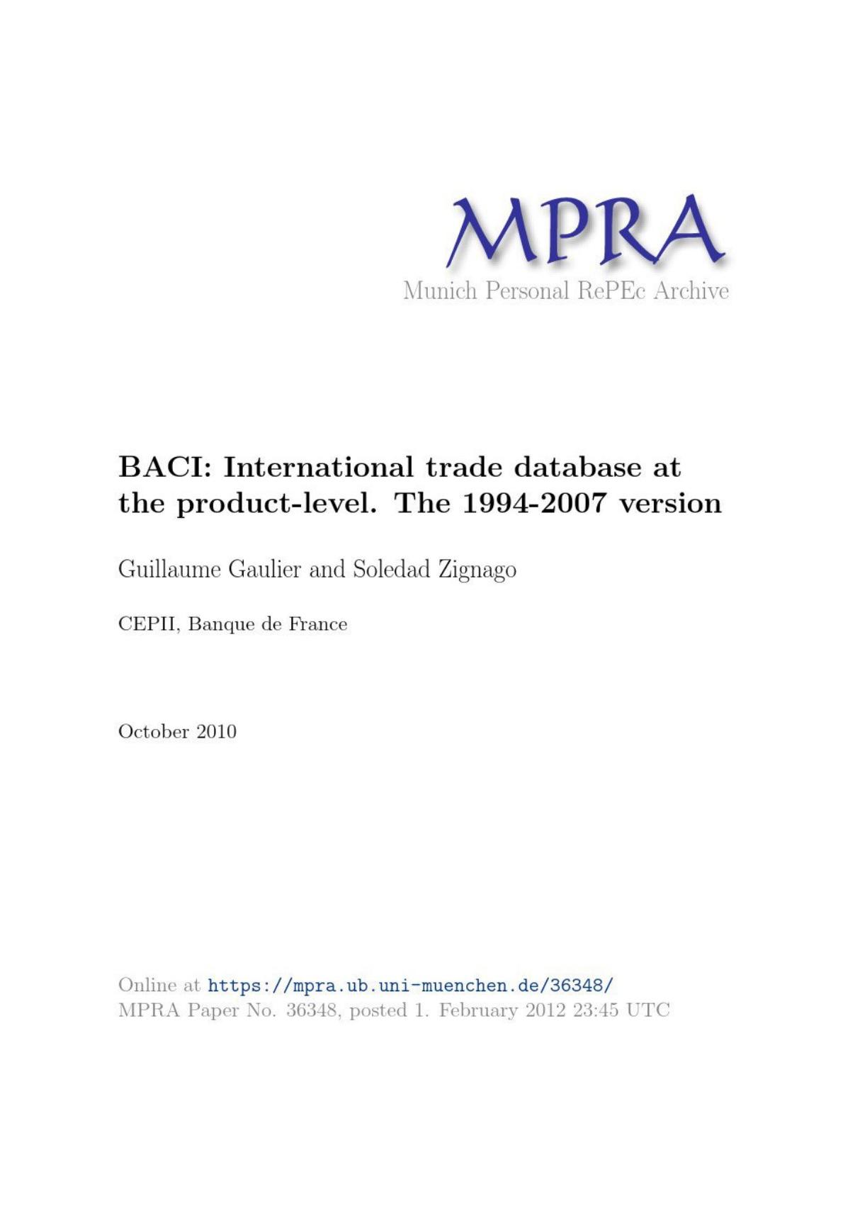 BACI--International trade database(CEPII-BACI数据库数据处理规范化处理方法与详细说明)