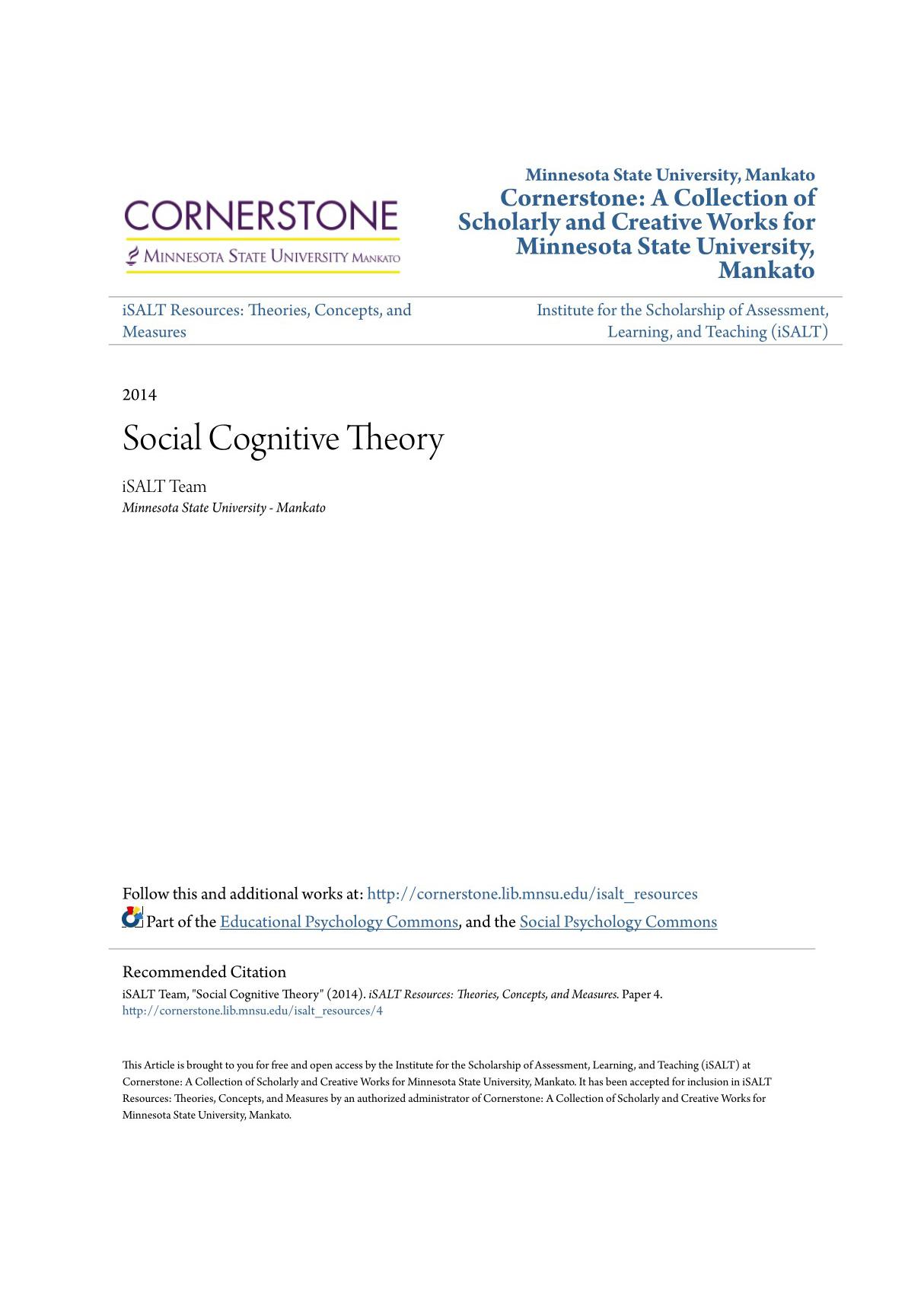 social cognitive theory 社会认知理论