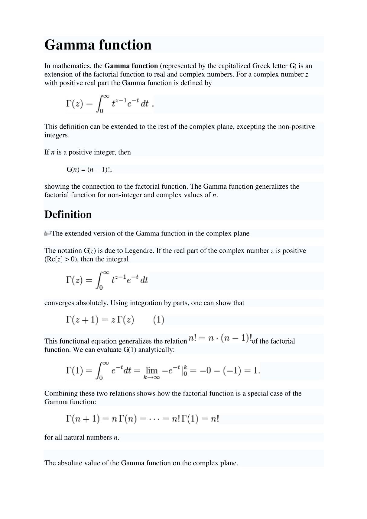 Gamma function - Wikipedia, the free encyclopedia伽玛函数-维基百科，自由的百科全书