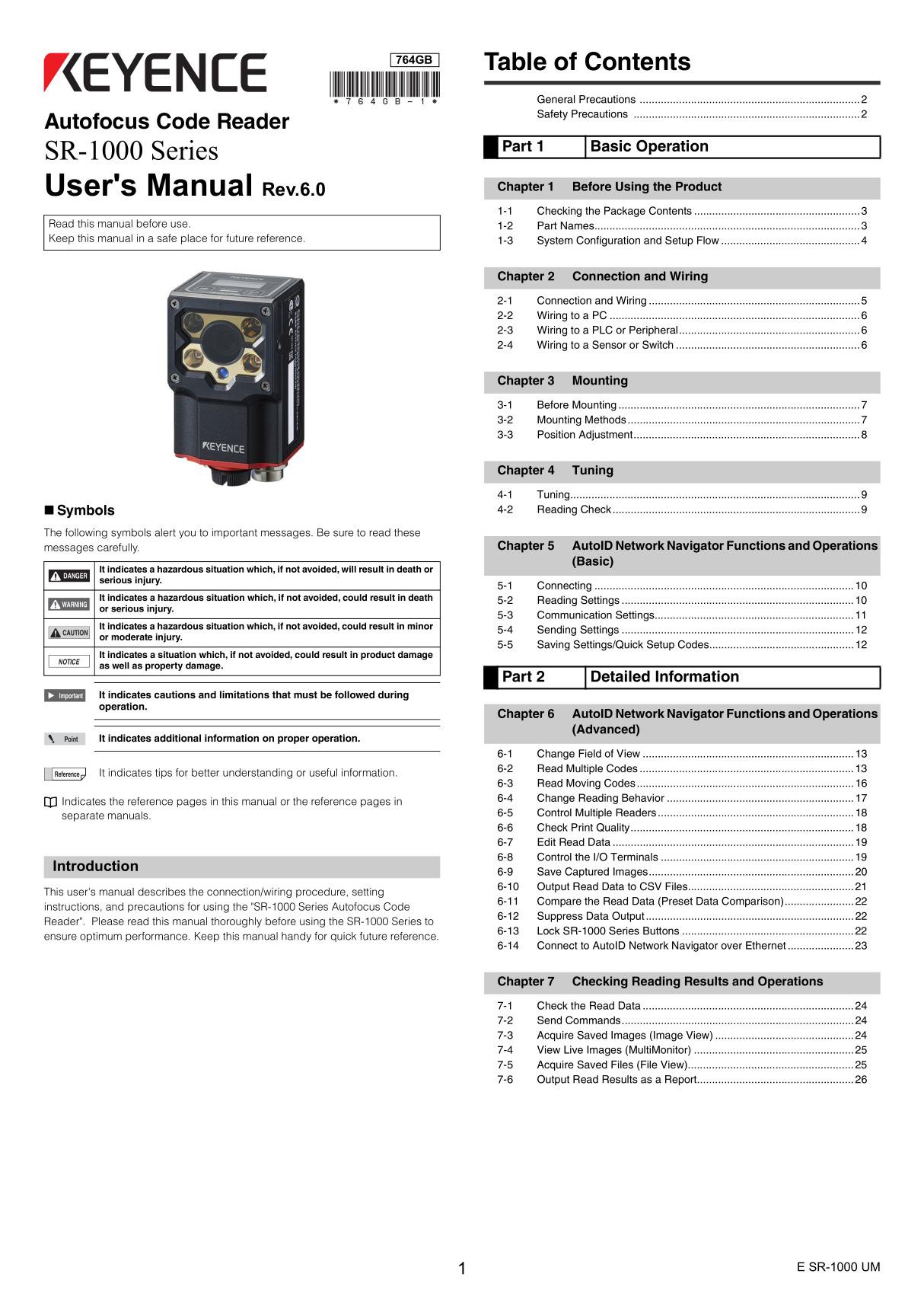 基恩士 SR-1000 系列 用户手册 EN