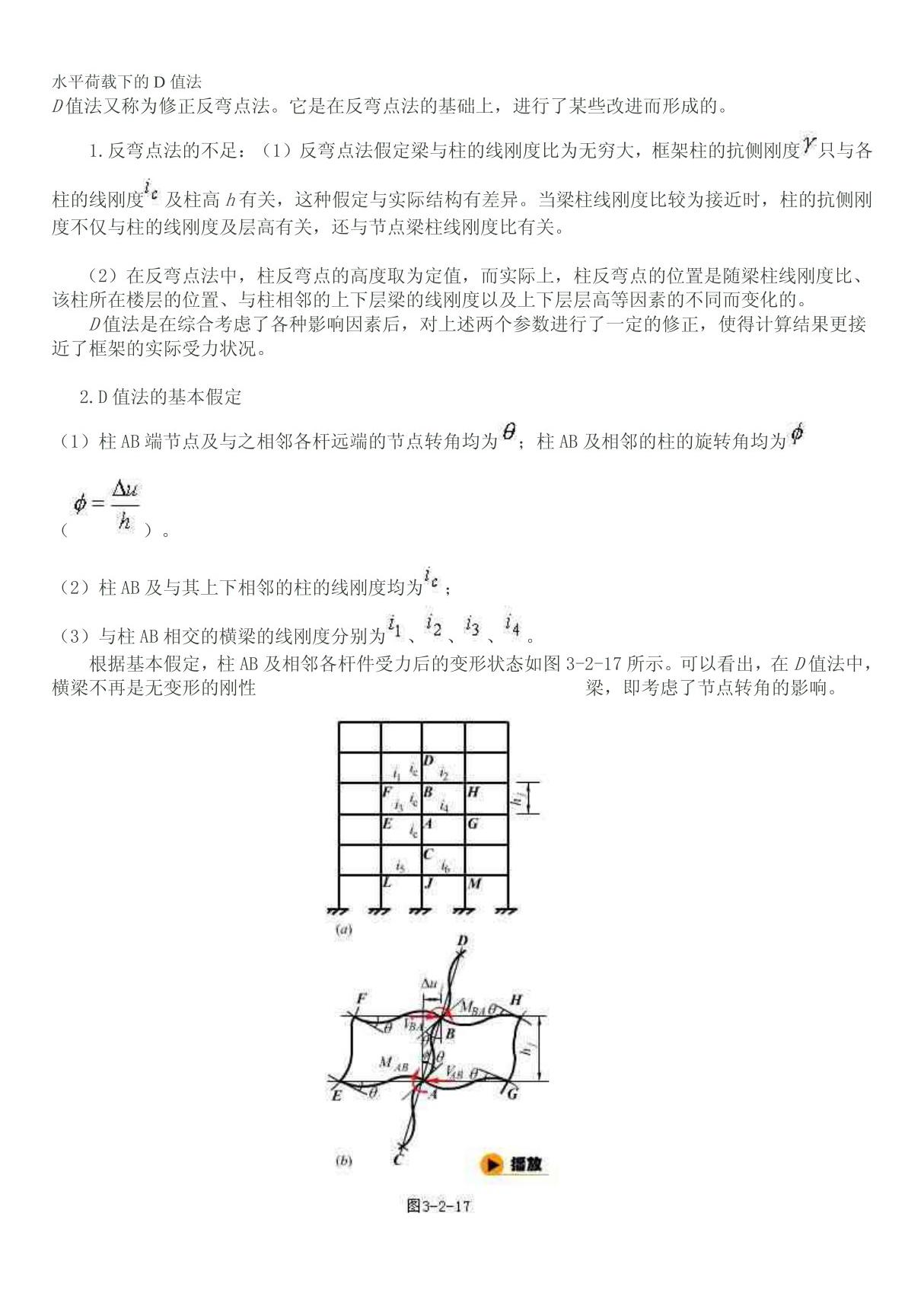 水平荷载下的D值法