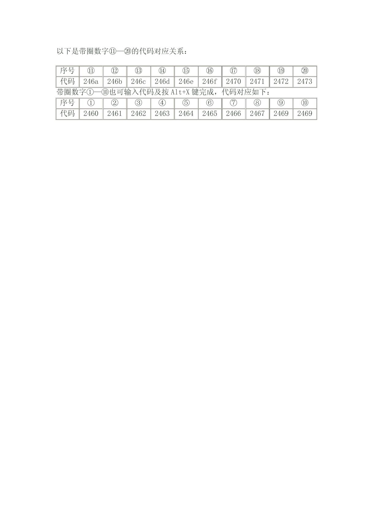 11-20带圈字符