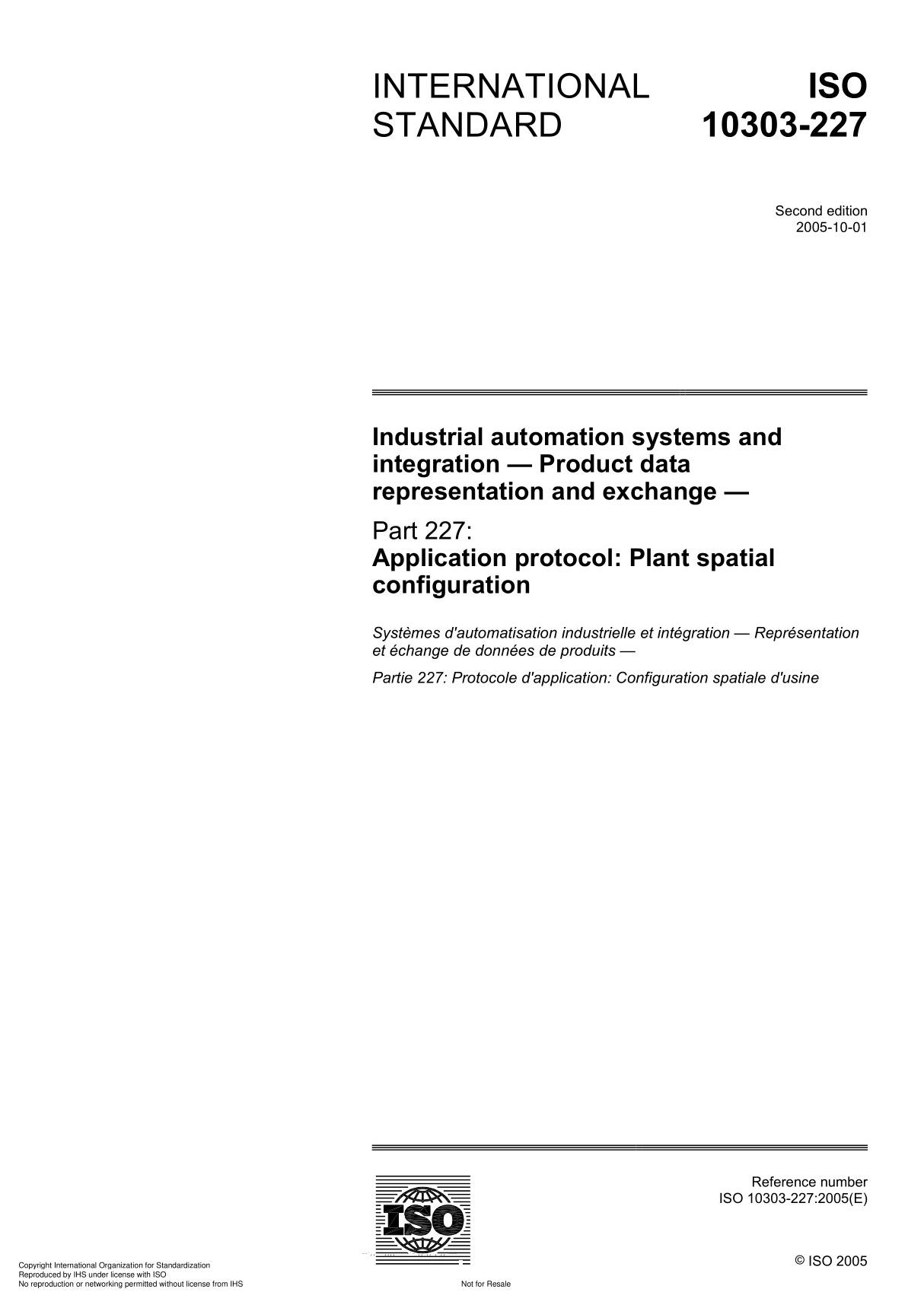 ISO 10303-227 Industrial automation systems and integration  Product data representation and exchange