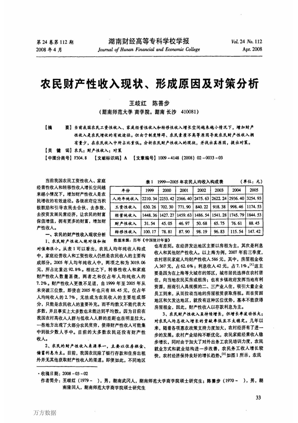 农民财产性收入现状 形成原因及对策分析