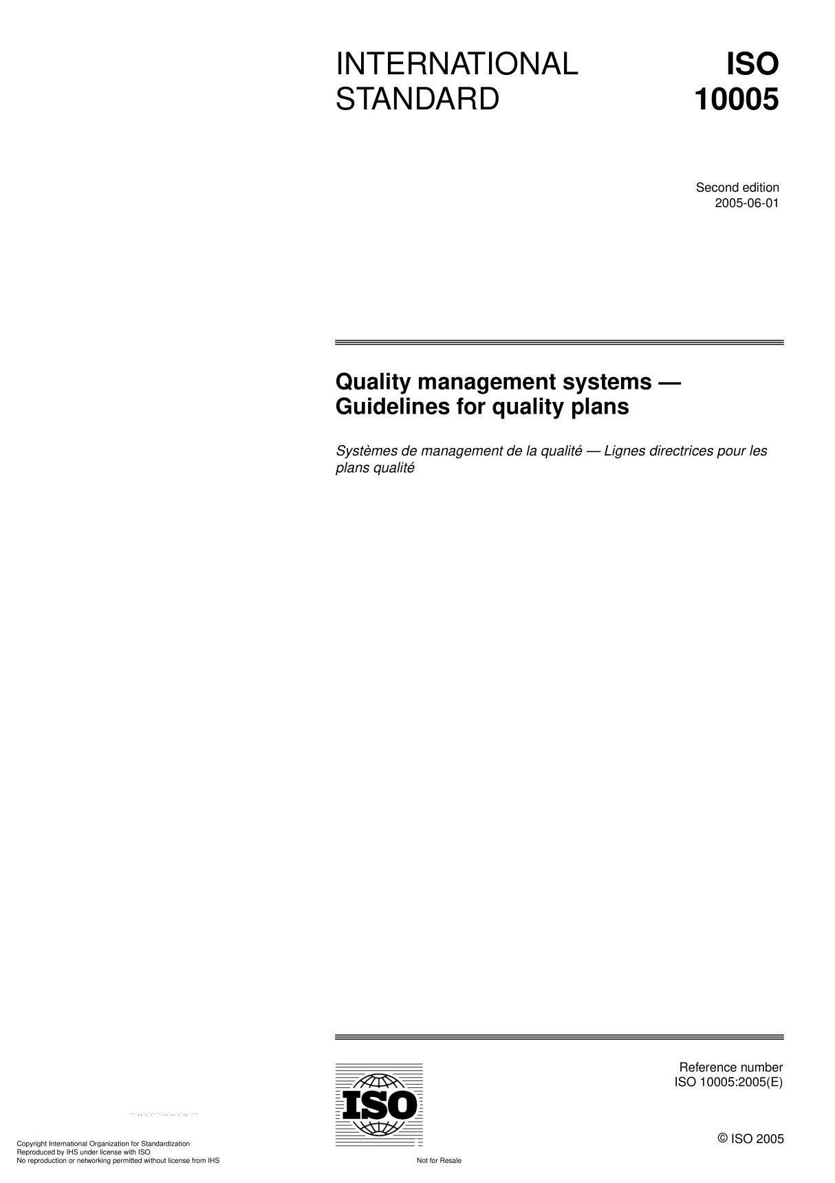 ISO 10005 Quality management systems  Guidelines for quality plan