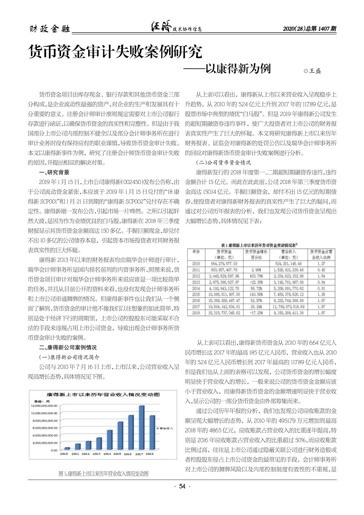 货币资金审计失败案例研究以康得新为例