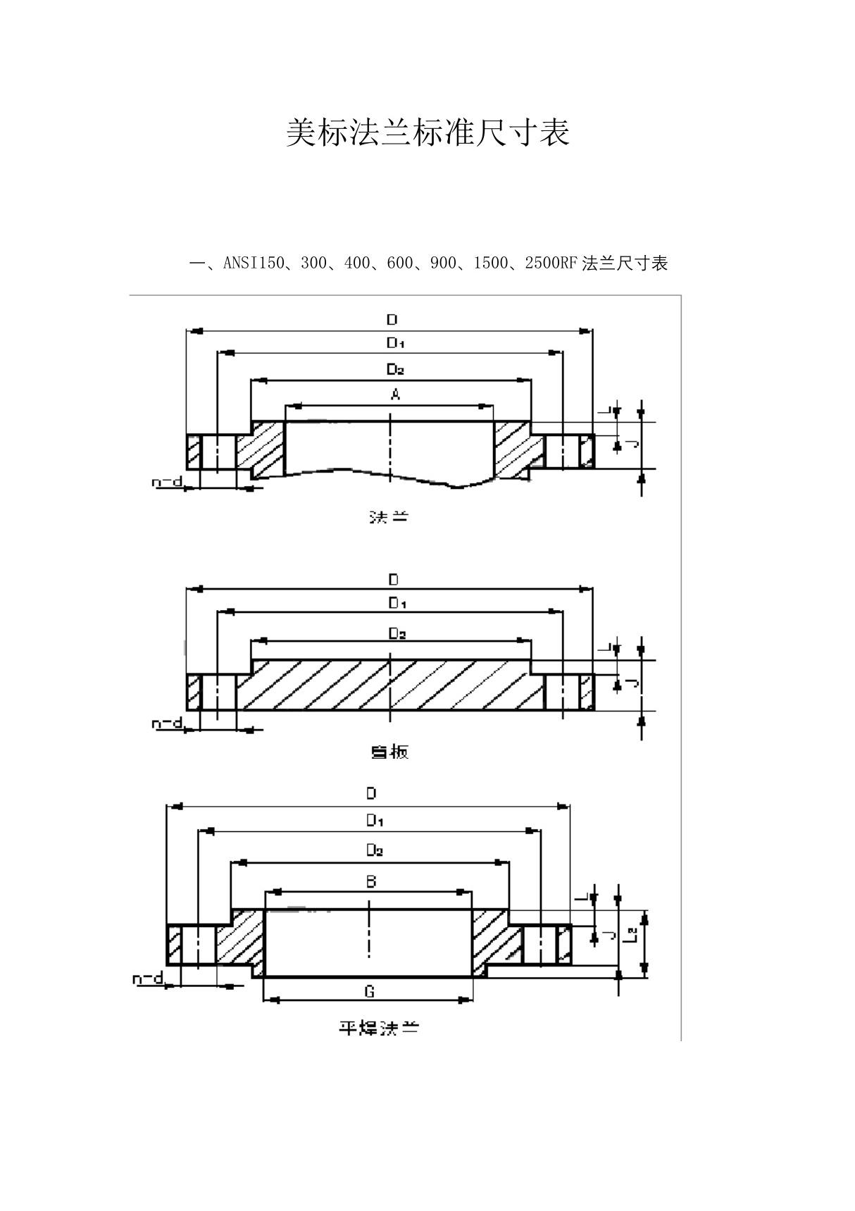 美标法兰标准尺寸表205