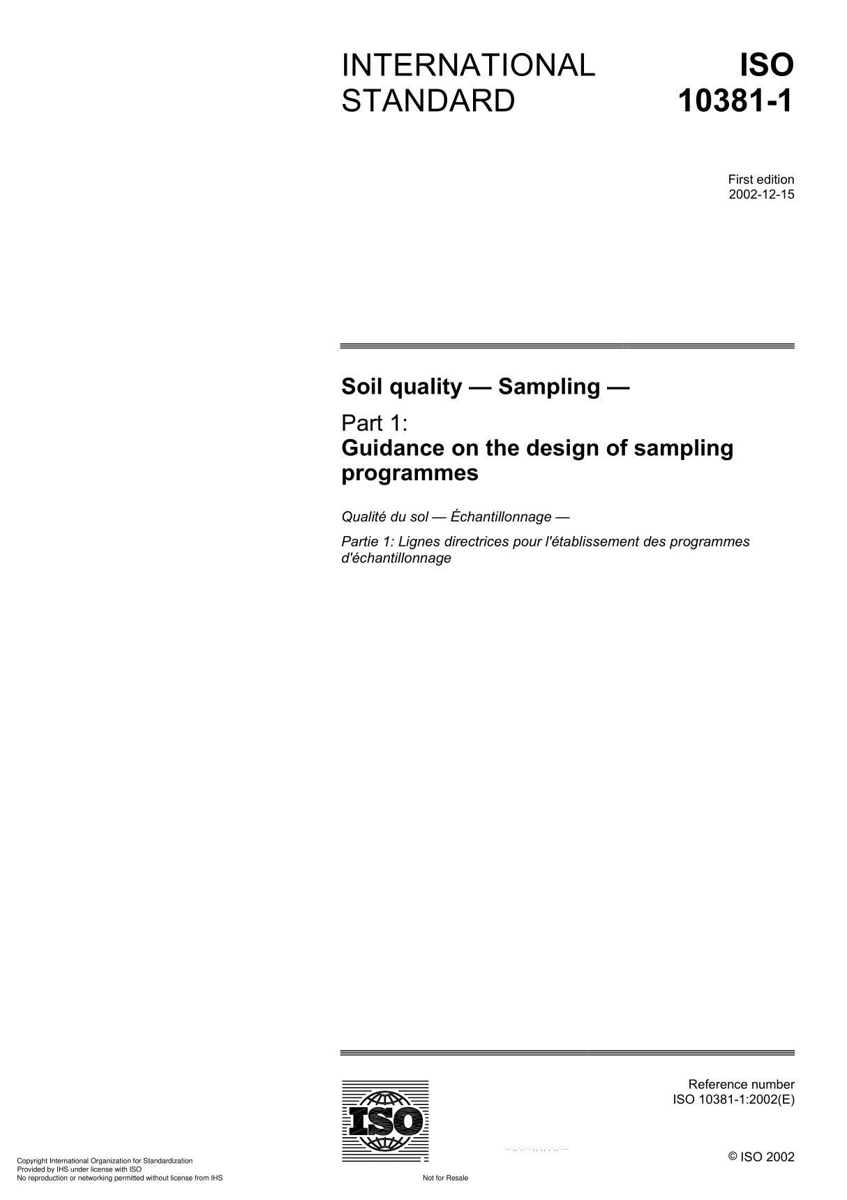 ISO 10381-1 Soil quality  Sampling