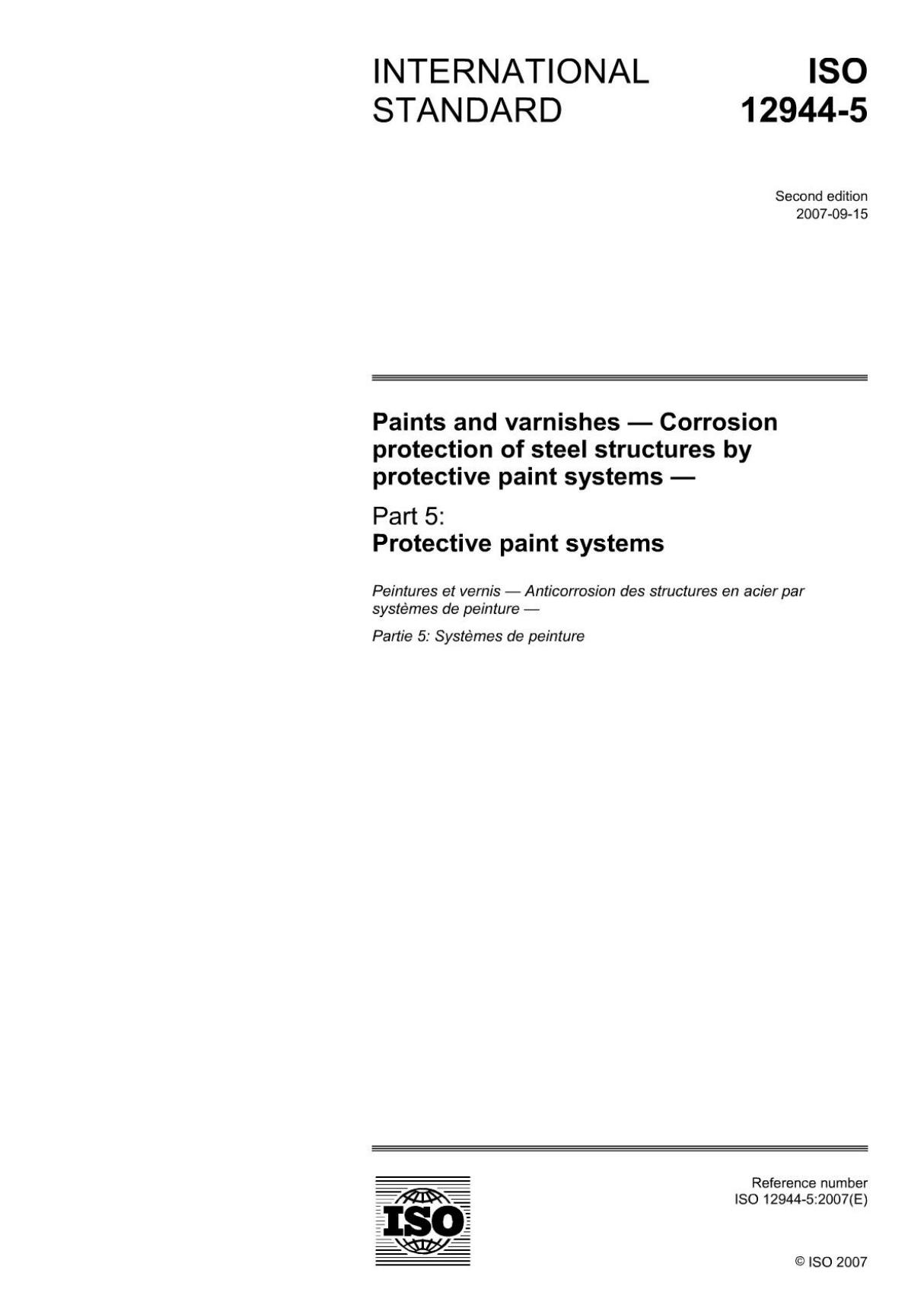 ISO 12944-5-2007 英文版 色漆和清漆 防护漆体系对钢结构的腐蚀防护 第5部分 防护漆体系