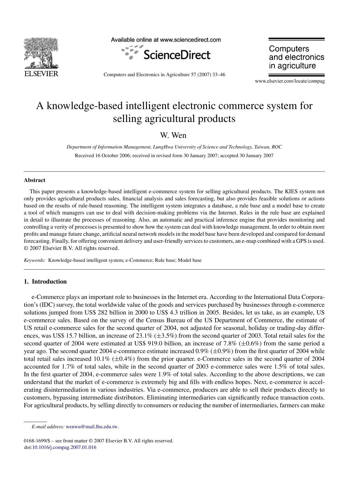 A-knowledge-based-intelligent-electronic-commerce-system-for-selling-agricultural-products 2007 Computers-and-Electronics-in-Agr