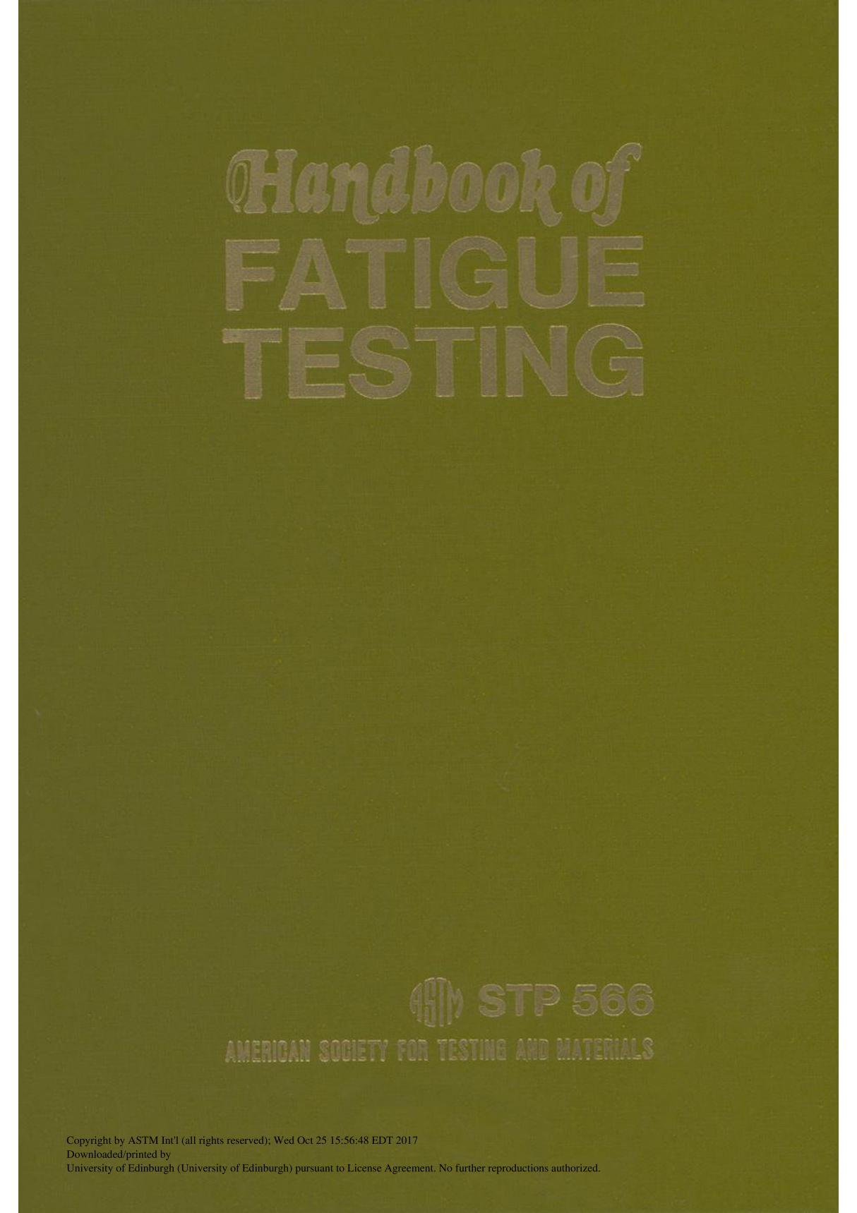 HANDBOOK ON FATIGUE TESTING(ASTM STP566)