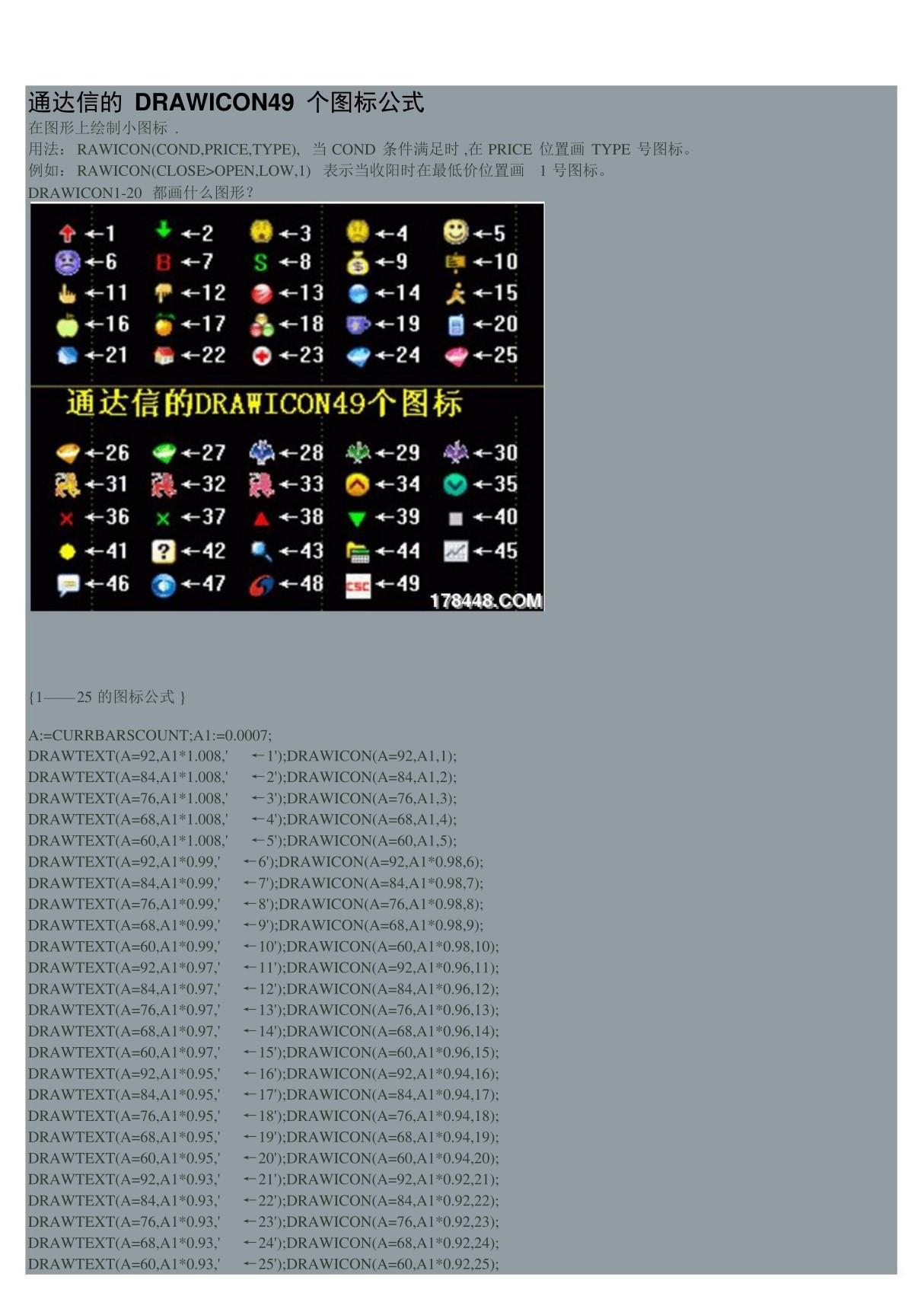通达信的公式 DRAWICON 49个图标公式