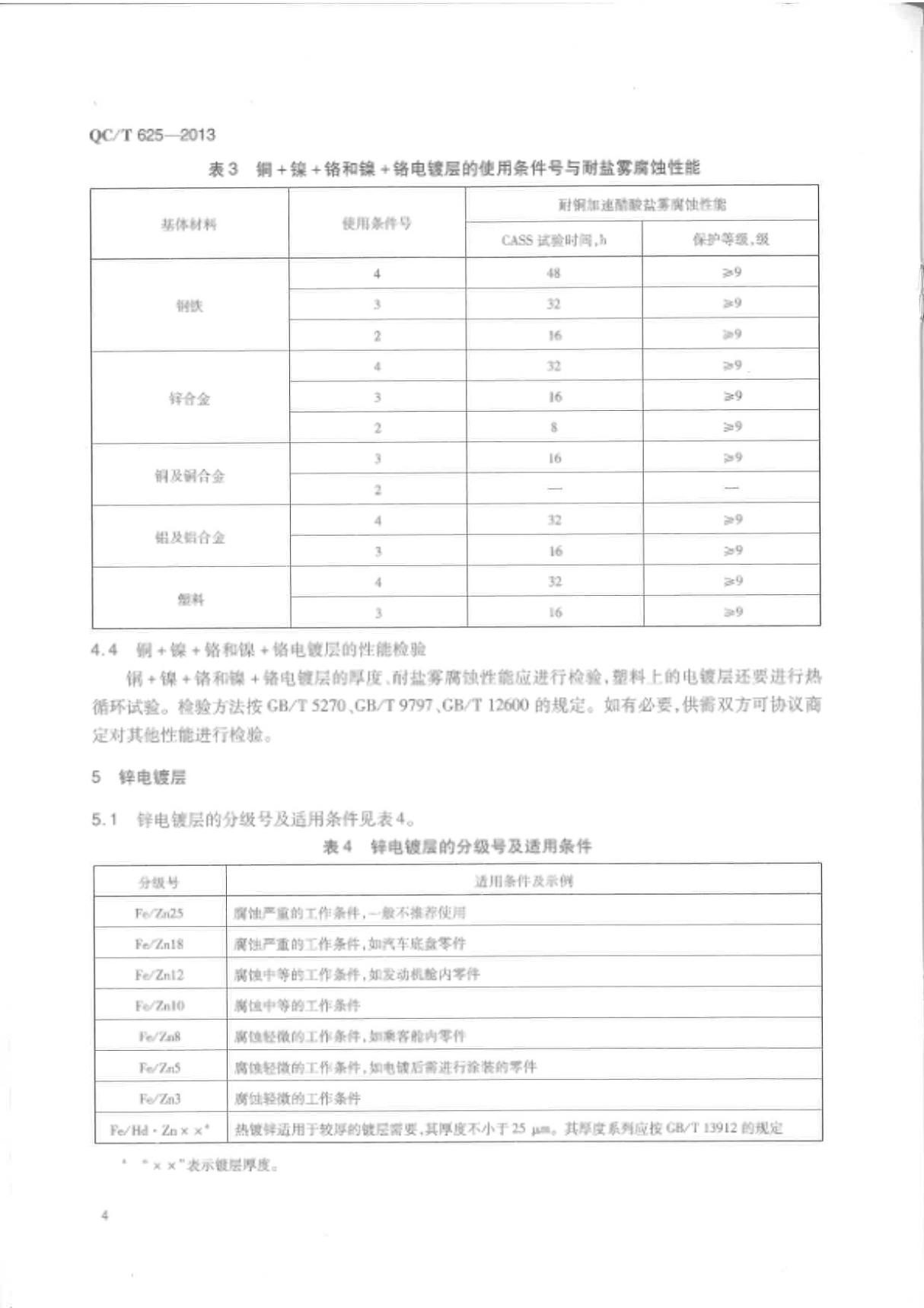 QCT 625-2013 汽车用涂镀层和化学处理层国家标准规范技术性规定电子版 2