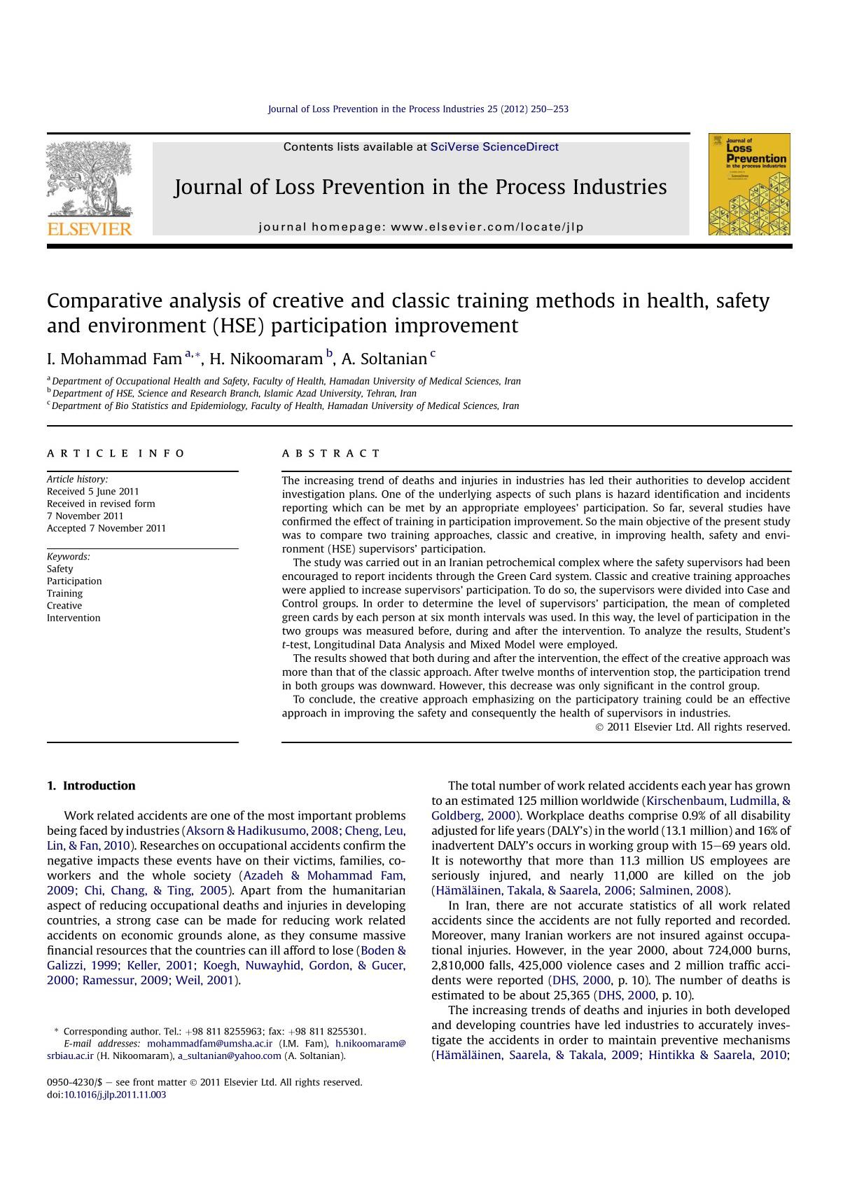 Journal of Loss Prevention in the Process Industries