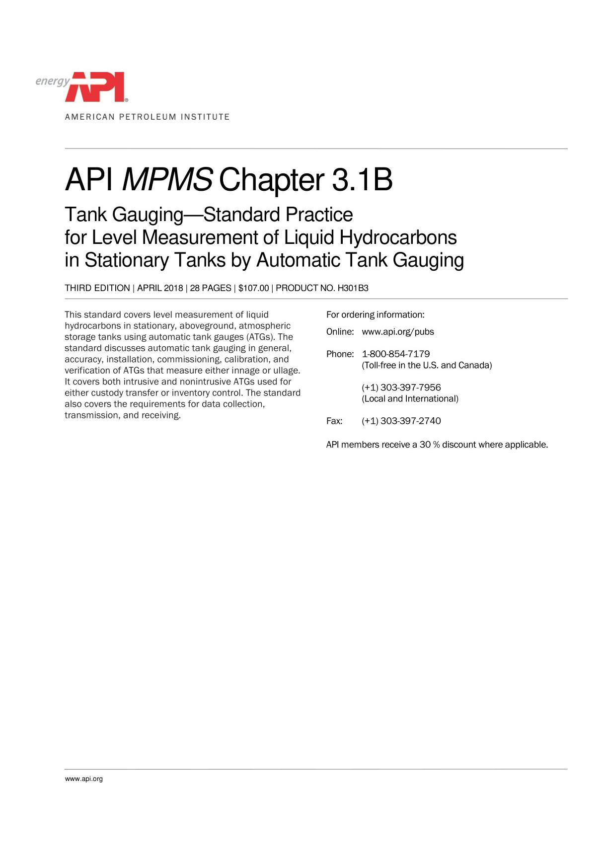 API MPMS Chapter 3.1B e3 PA