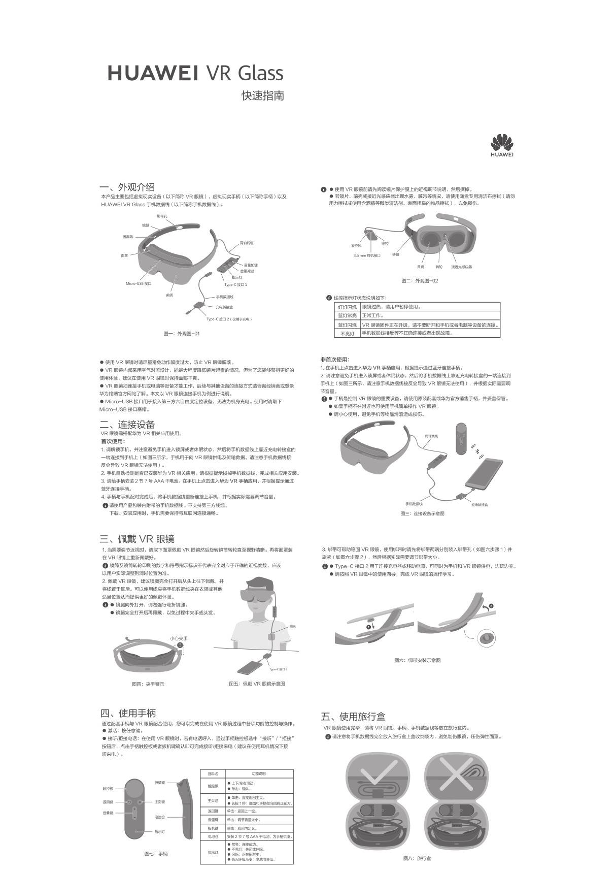 华为 HUAWEI VR Glass 使用说明书 指导手册 用户指南