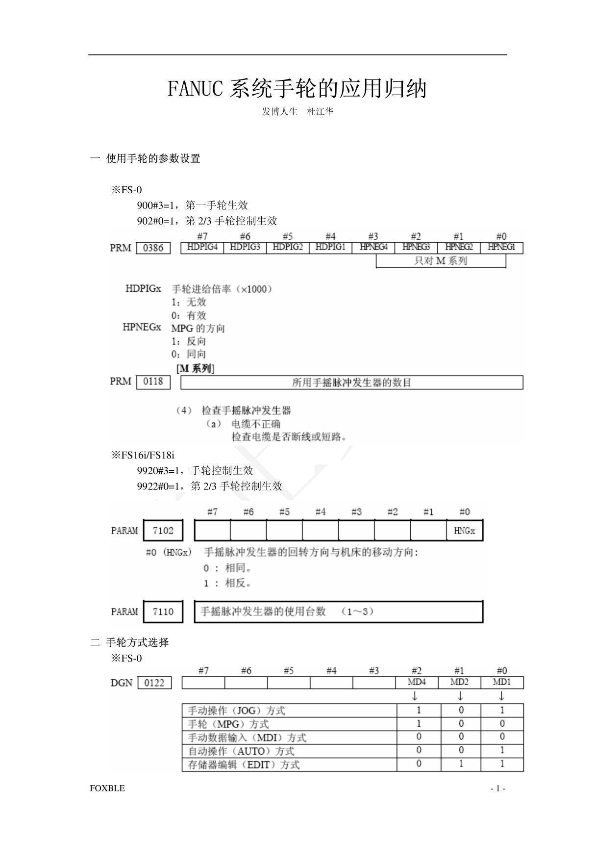 FANUC系统手轮的应用归纳