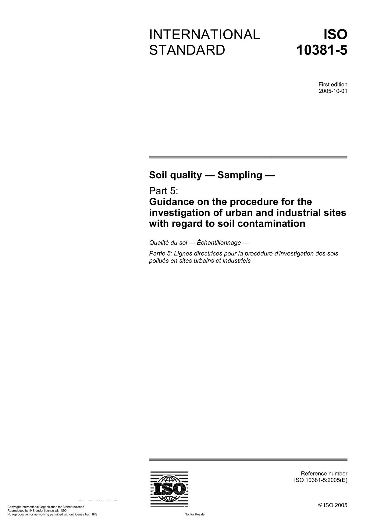 ISO 10381-5 Soil quality  Sampling