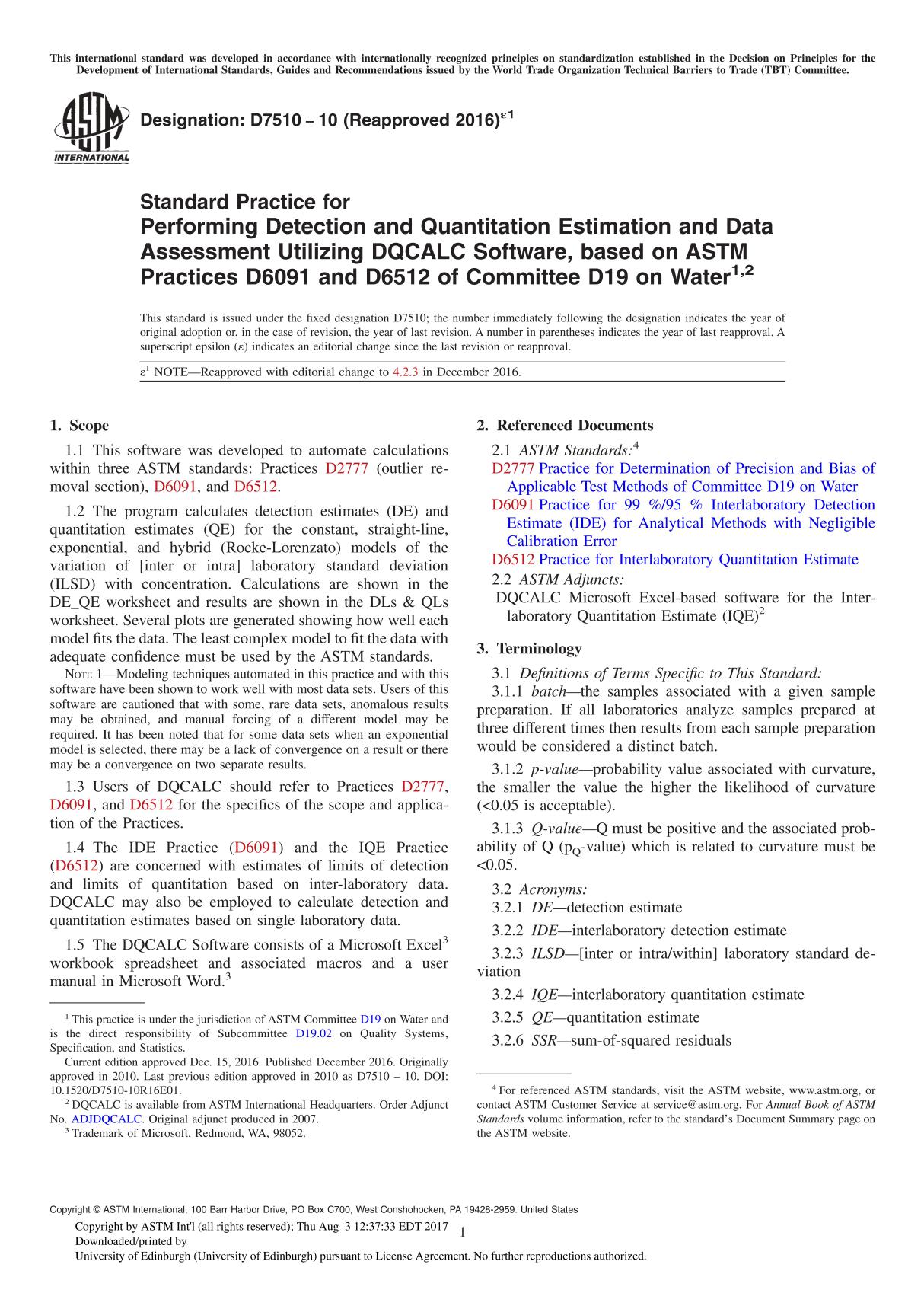 ASTM D7510 10 (Reapproved 2016)1 Standard Practice for Performing Detection and Quantitation Estimation and Data Assessment U