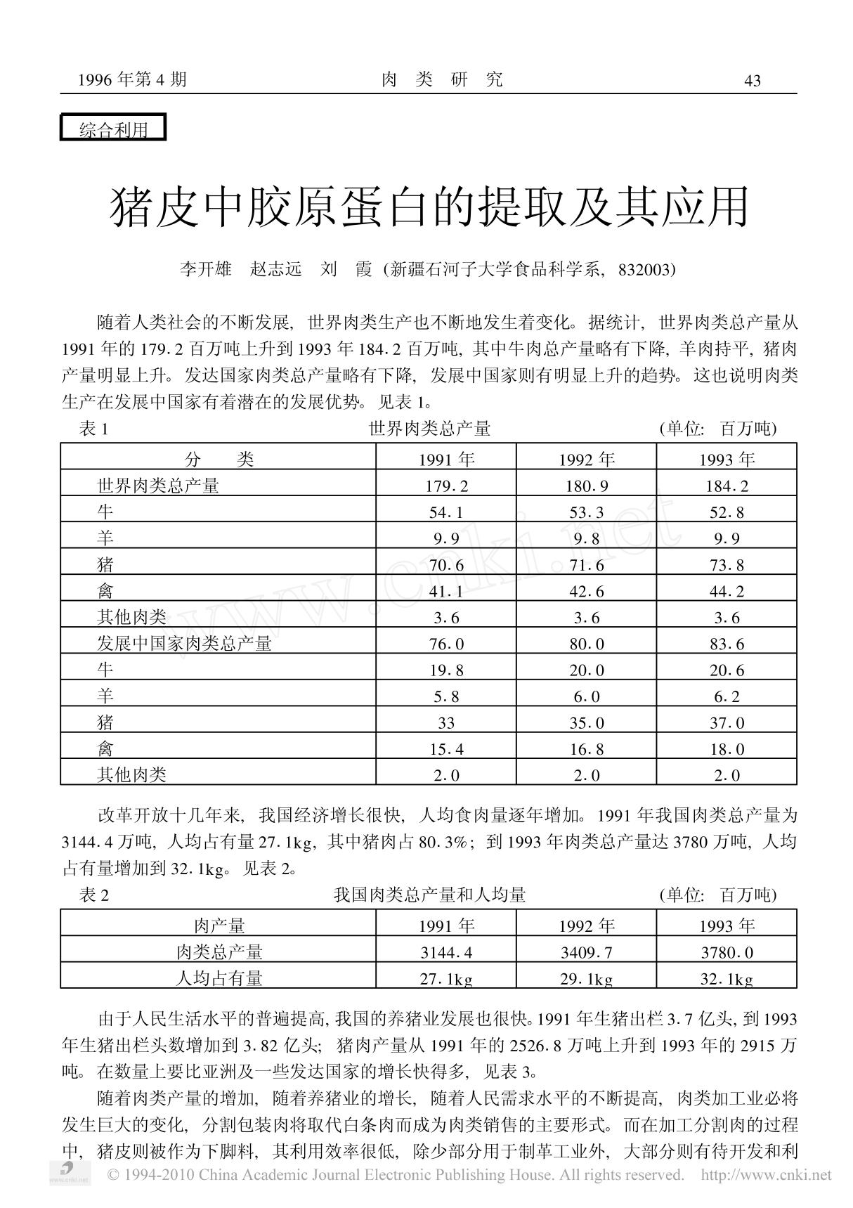 猪皮中胶原蛋白的提取及其应用