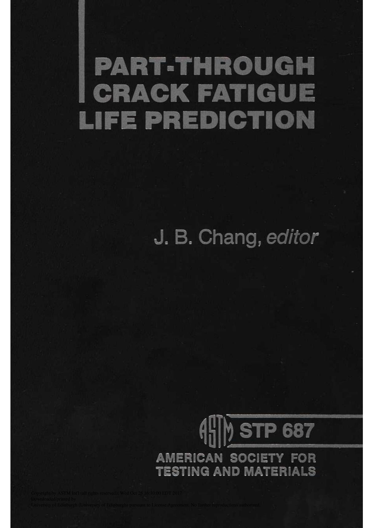 Part-through Crack Fatigue Life Prediction(ASTM STP687-79)