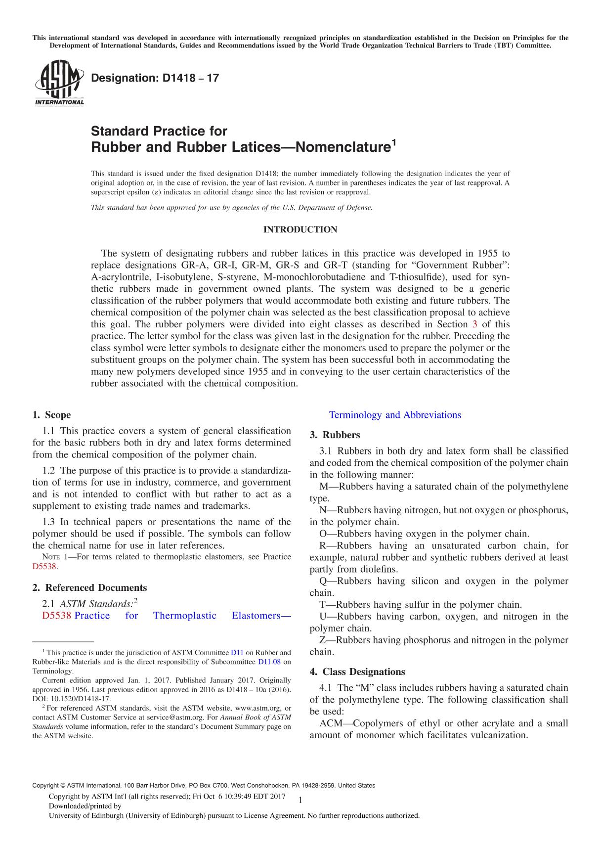 ASTM D1418-17 Standard Practice for Rubber and Rubber LaticesNomenclature