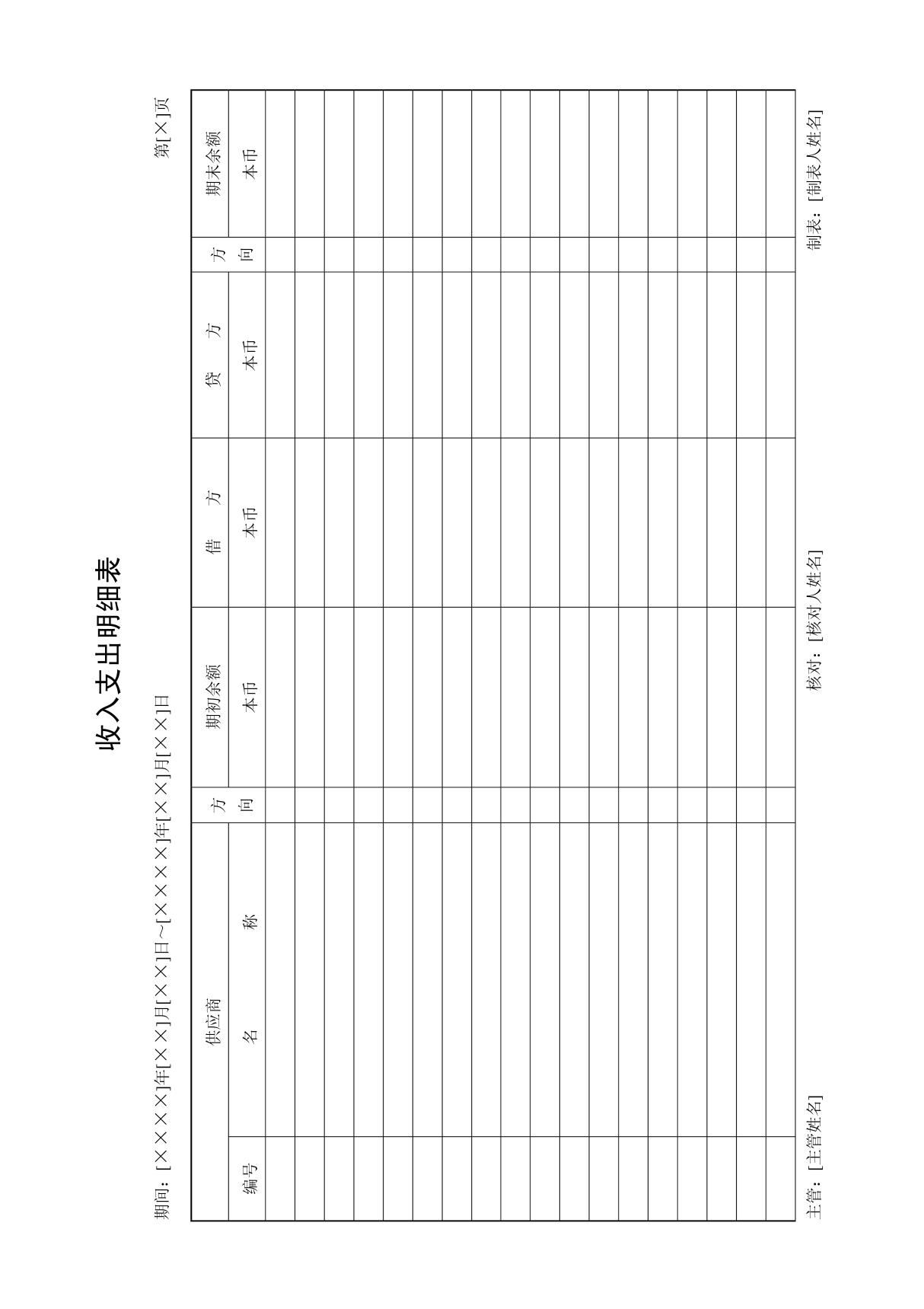 收入支出明细表模板