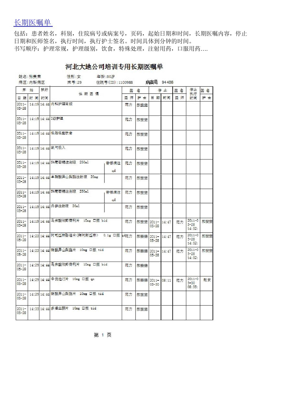 医嘱单