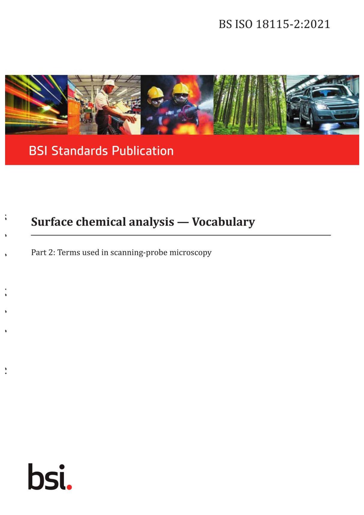 BS ISO 18115-2-2021 Surface chemical analysis. Vocabulary