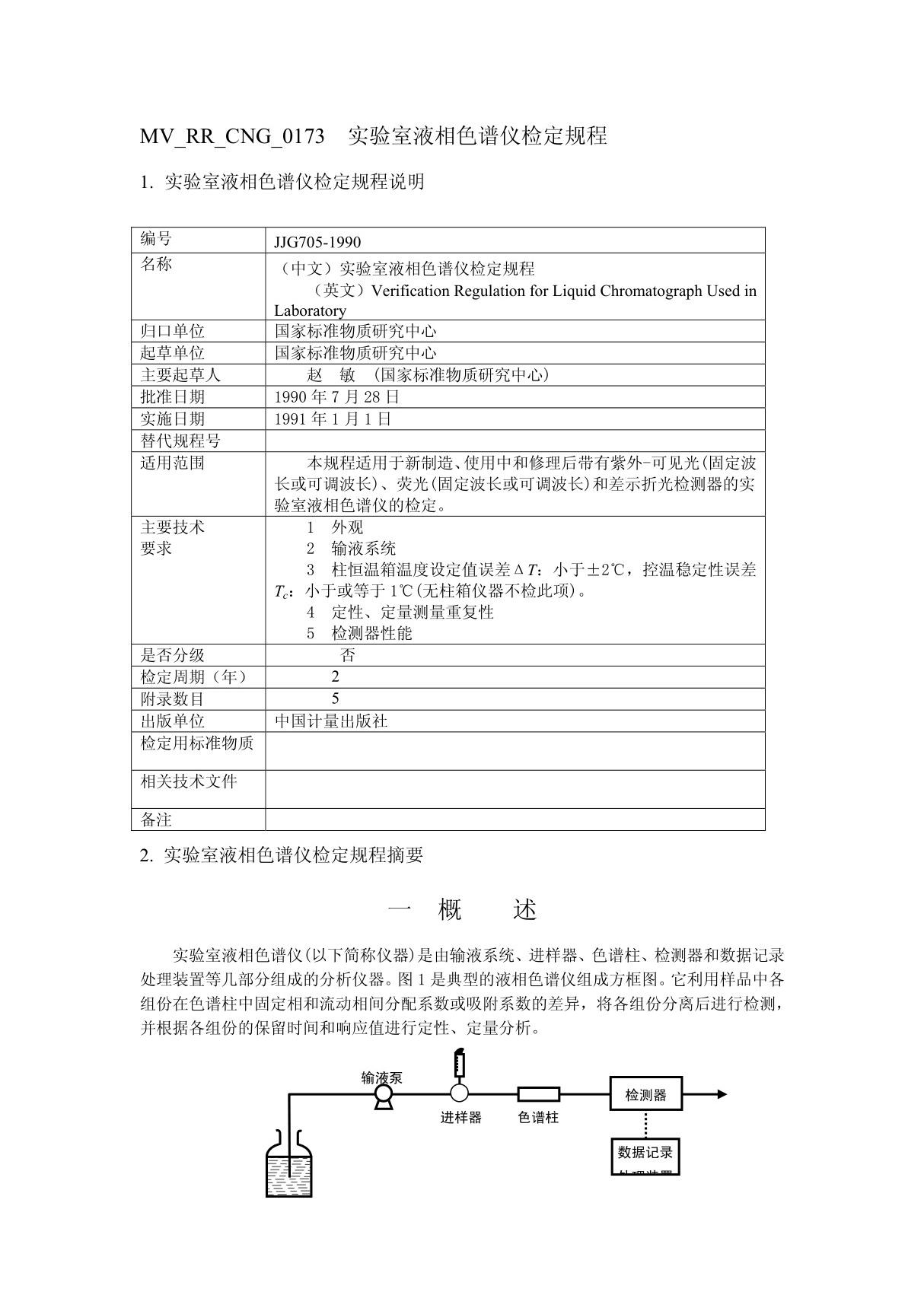 实验室液相色谱仪检定规程