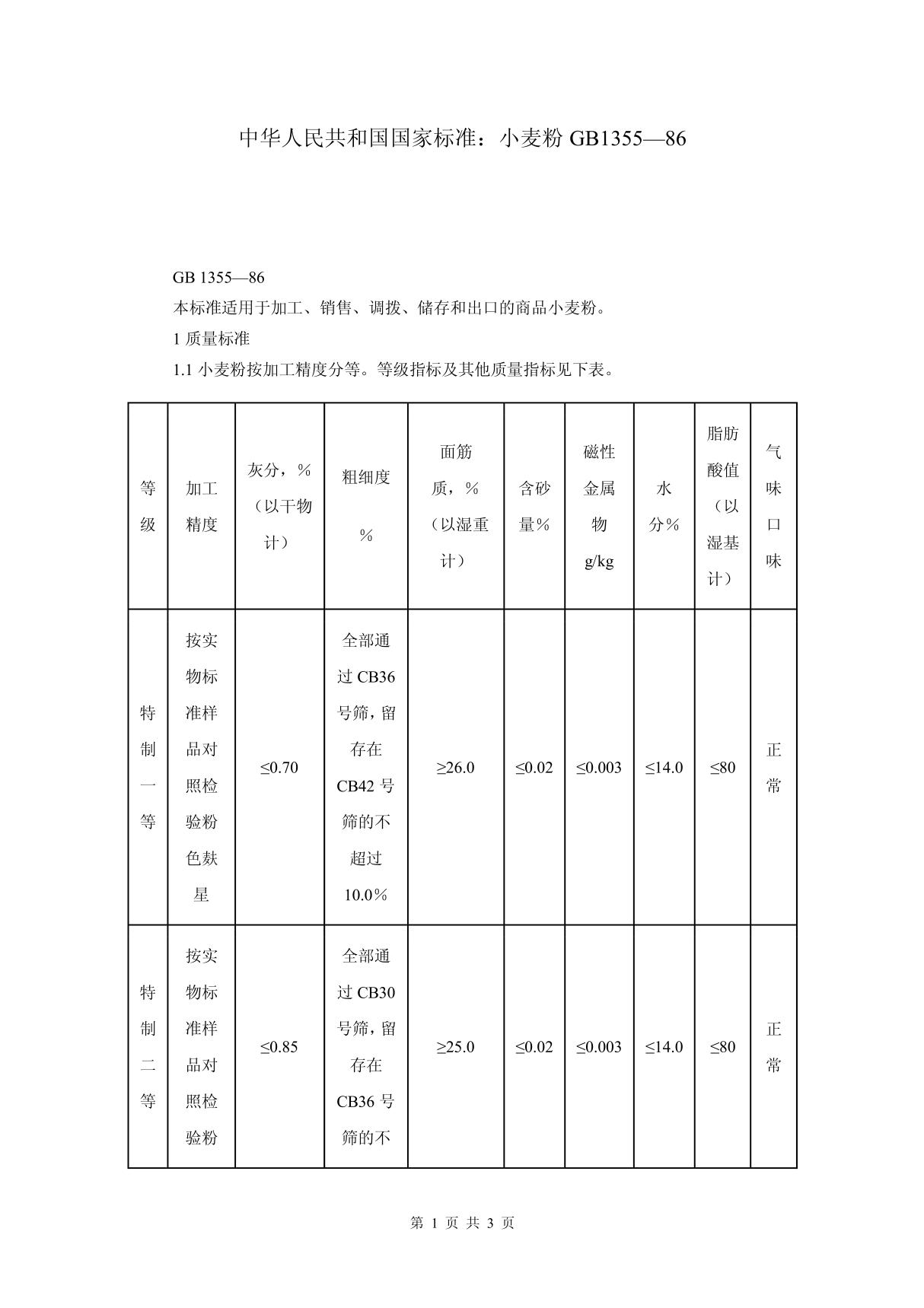 中华人民共和国国家标准 小麦粉GB135586