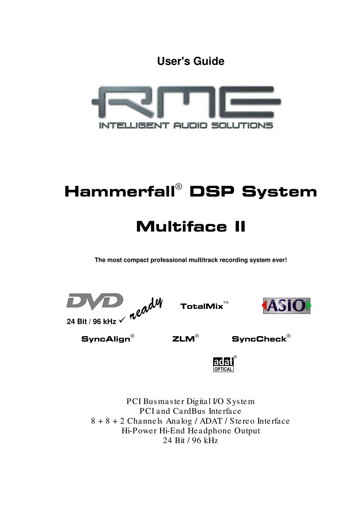 Hammerfall(R) DSP System Multiface II