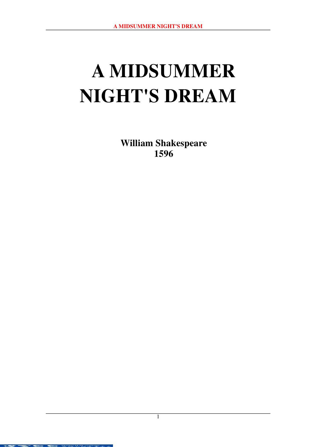 (英文原著)a midsummer nights dream(仲夏夜之梦)