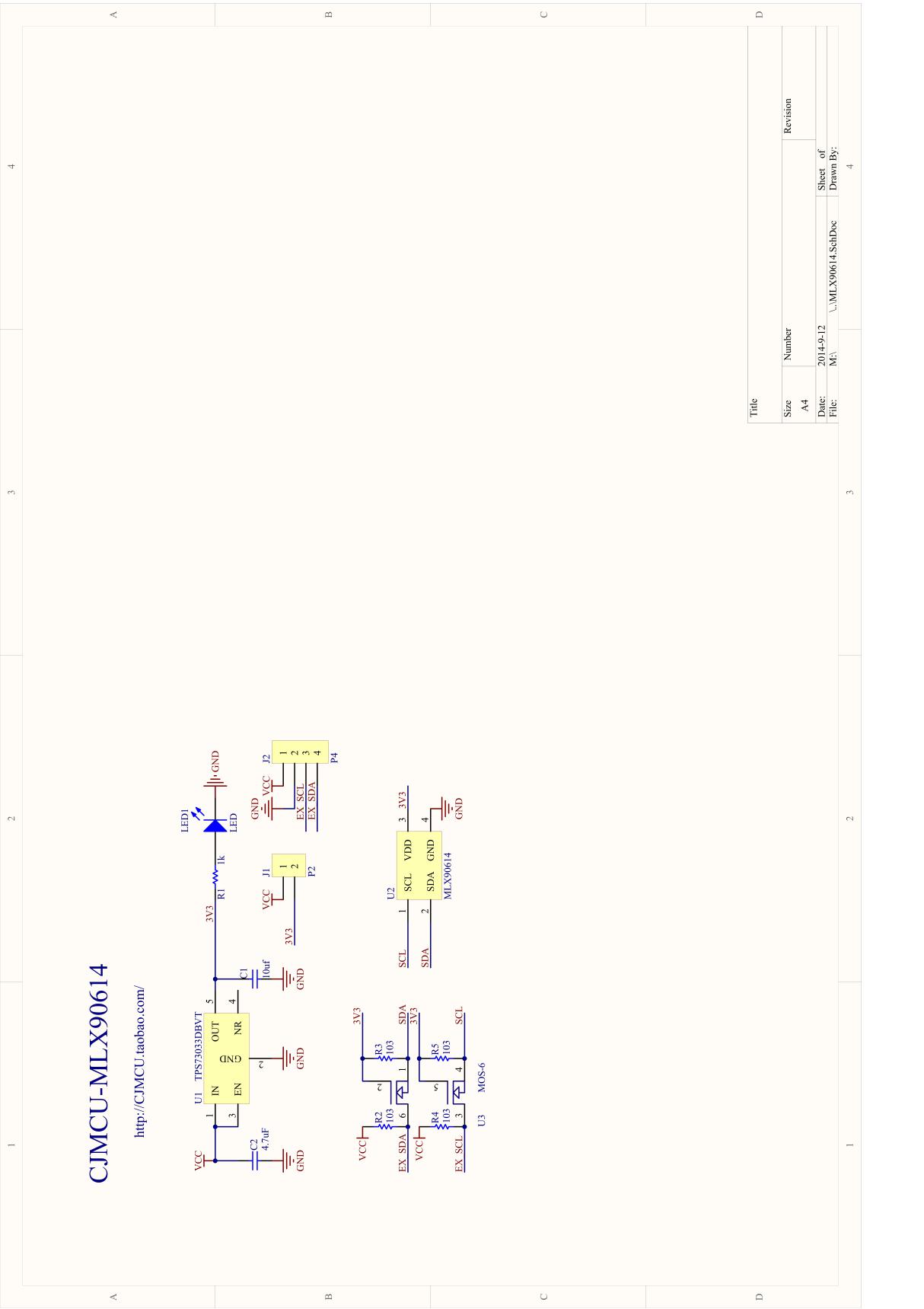 CJMCU-MLX90614红外温度传感器原理图