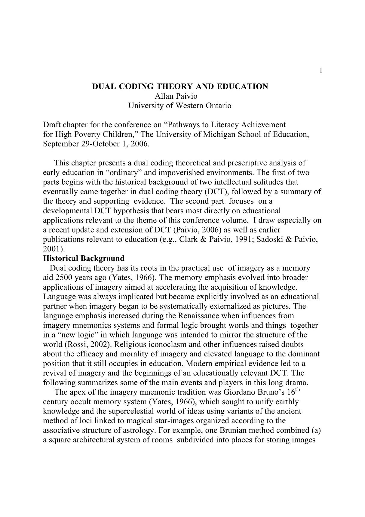 dual coding theory and education 双重编码理论与教育